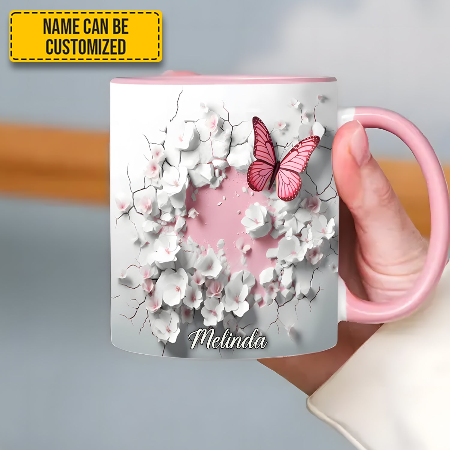 Personalized Butterfly Accent Mug Butterfly With Flowers In Wrap Hole Great Butterfly Lover Gift Ideas - Image 5