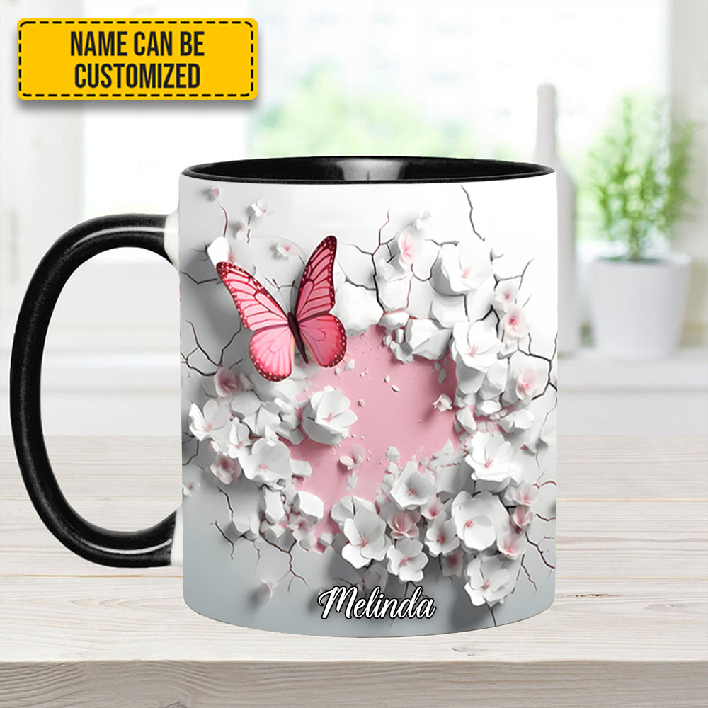 Personalized Butterfly Accent Mug Butterfly With Flowers In Wrap Hole Great Butterfly Lover Gift Ideas - Image 8