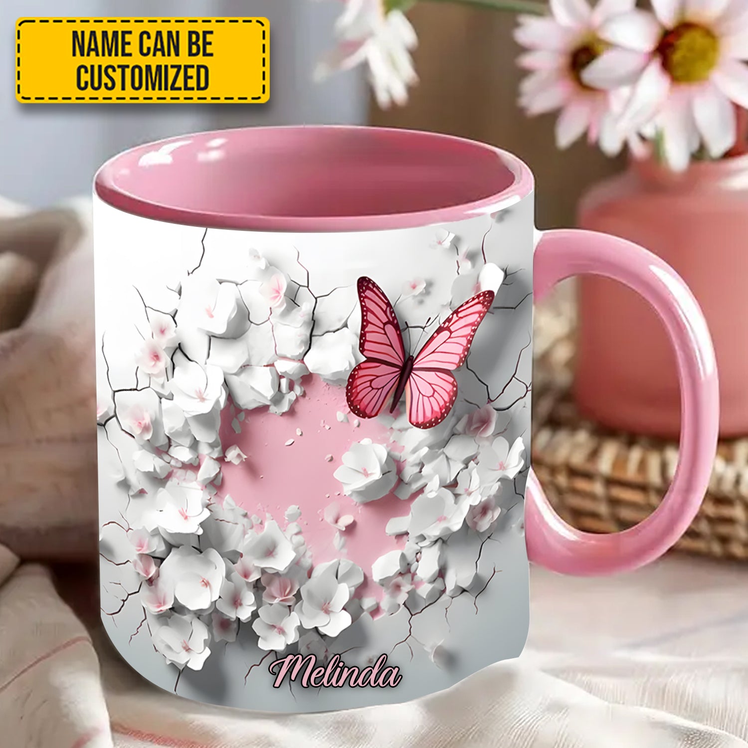 Personalized Butterfly Accent Mug Butterfly With Flowers In Wrap Hole Great Butterfly Lover Gift Ideas - Image 7