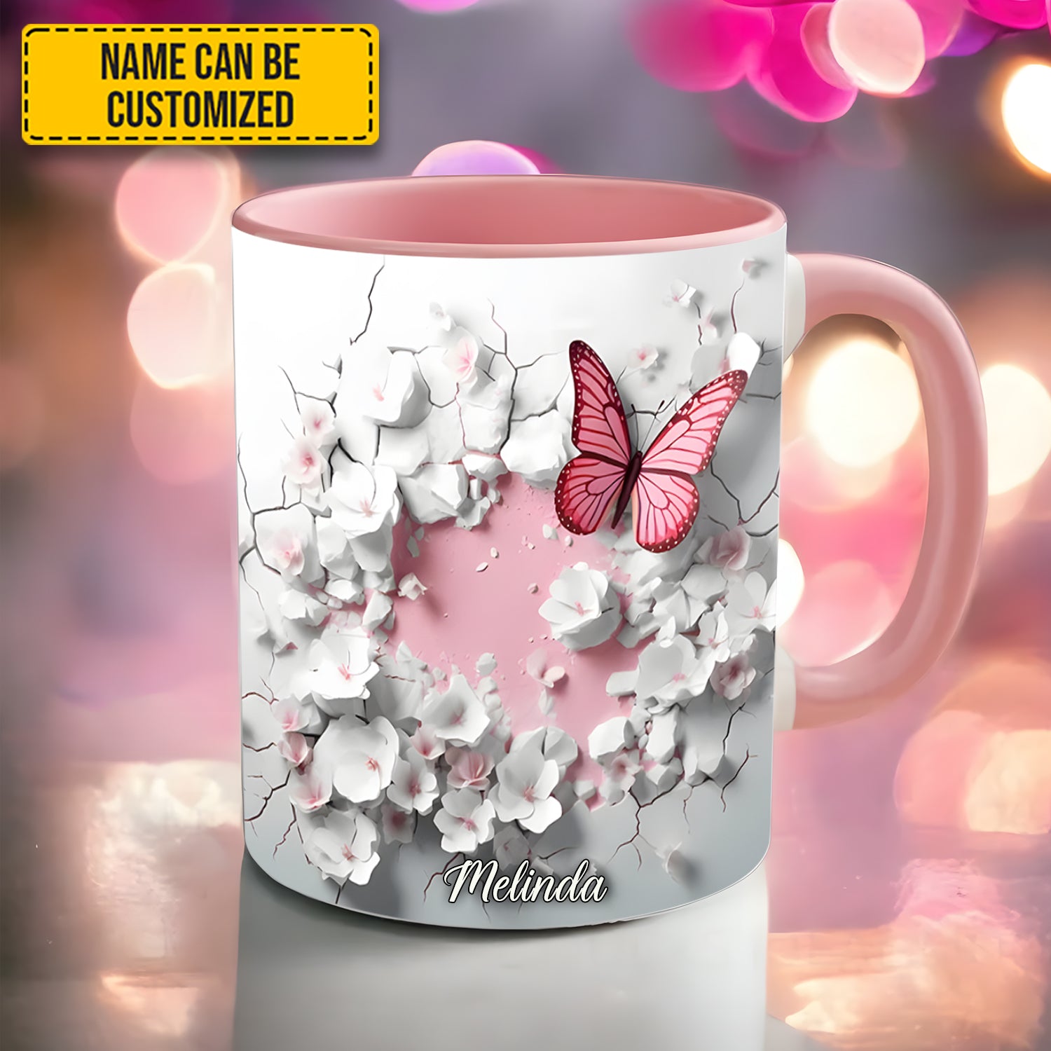 Personalized Butterfly Accent Mug Butterfly With Flowers In Wrap Hole Great Butterfly Lover Gift Ideas - Image 2