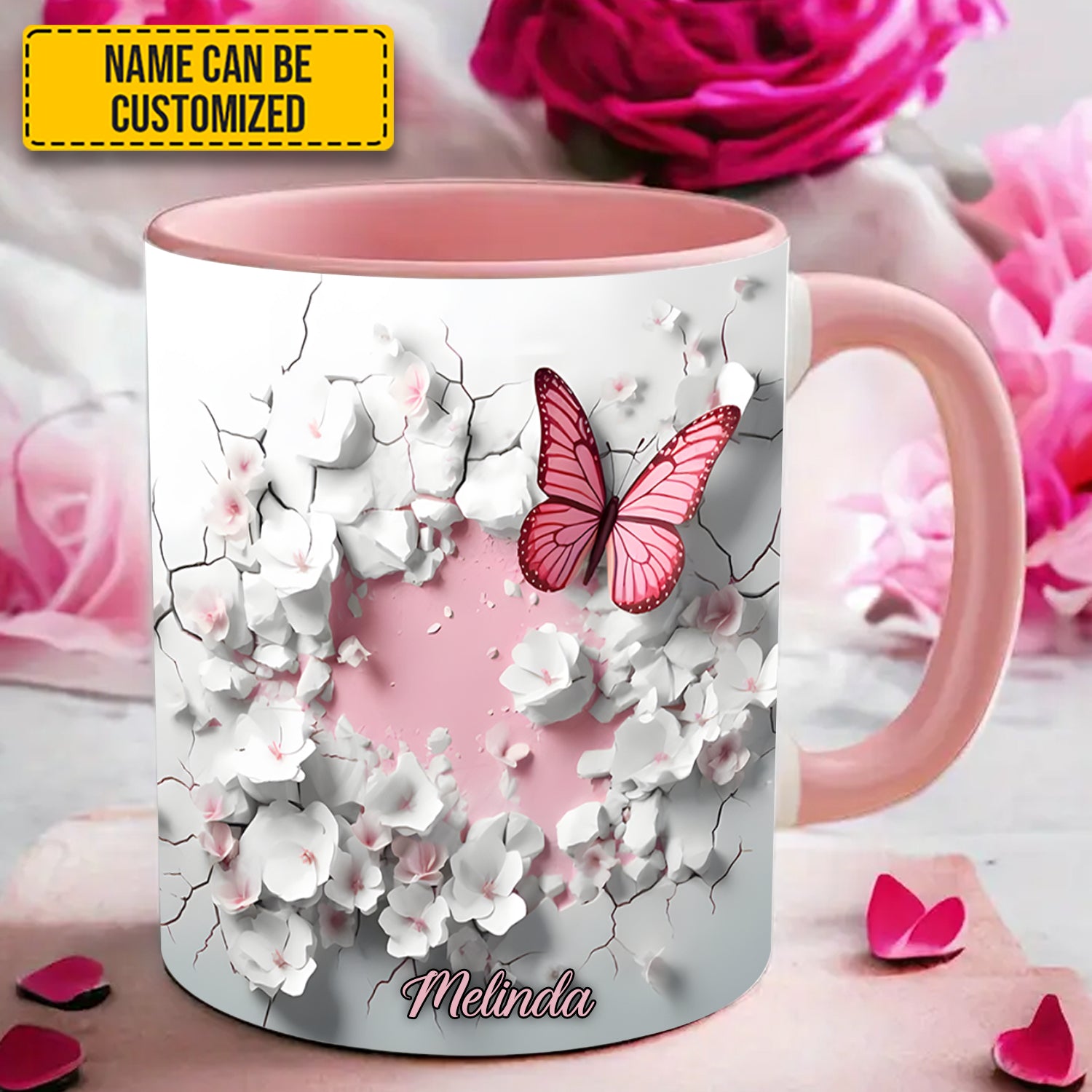 Personalized Butterfly Accent Mug Butterfly With Flowers In Wrap Hole Great Butterfly Lover Gift Ideas