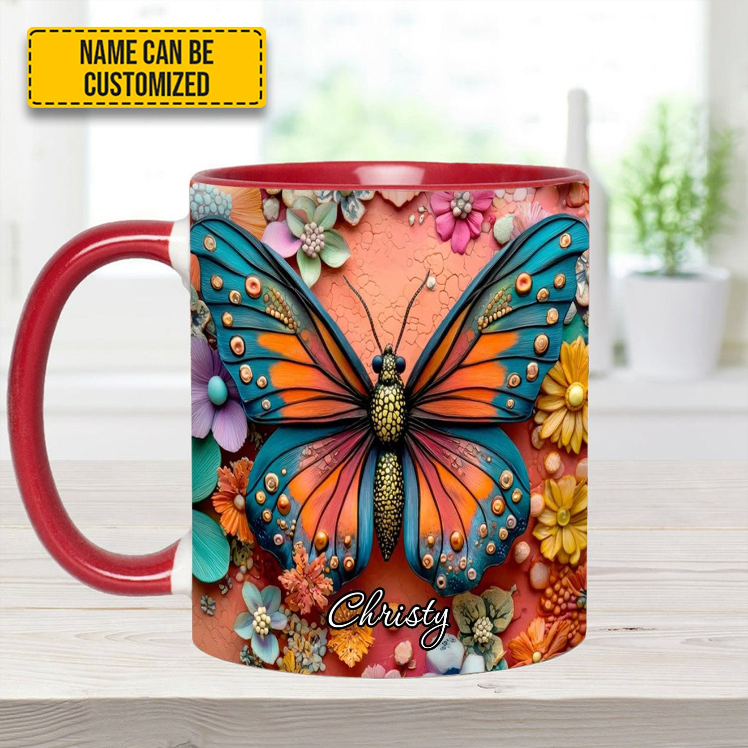 Personalized Butterfly Accent Mug Colorful Butterfly Butterfly Gifts For Girl - Image 7