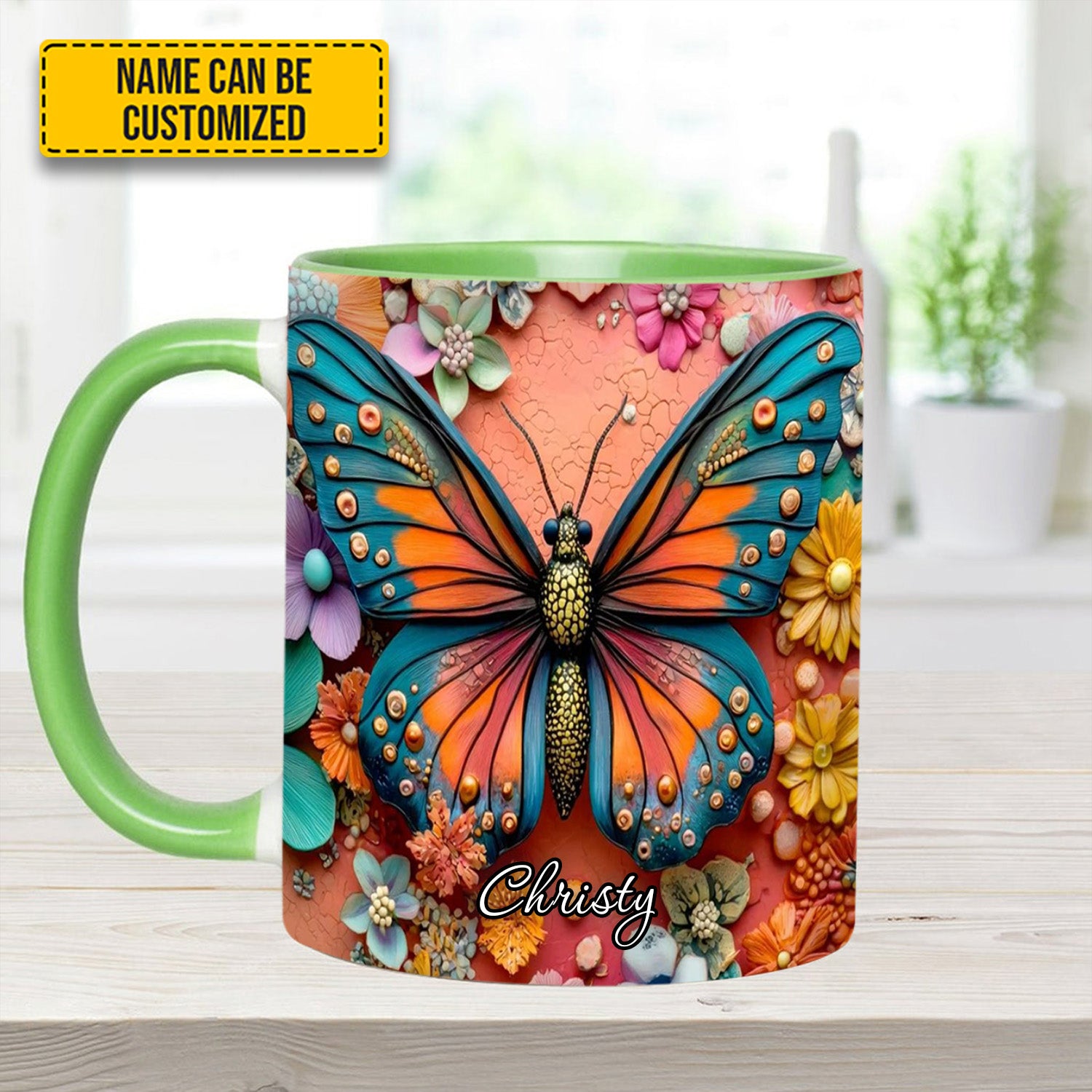 Personalized Butterfly Accent Mug Colorful Butterfly Butterfly Gifts For Girl - Image 8