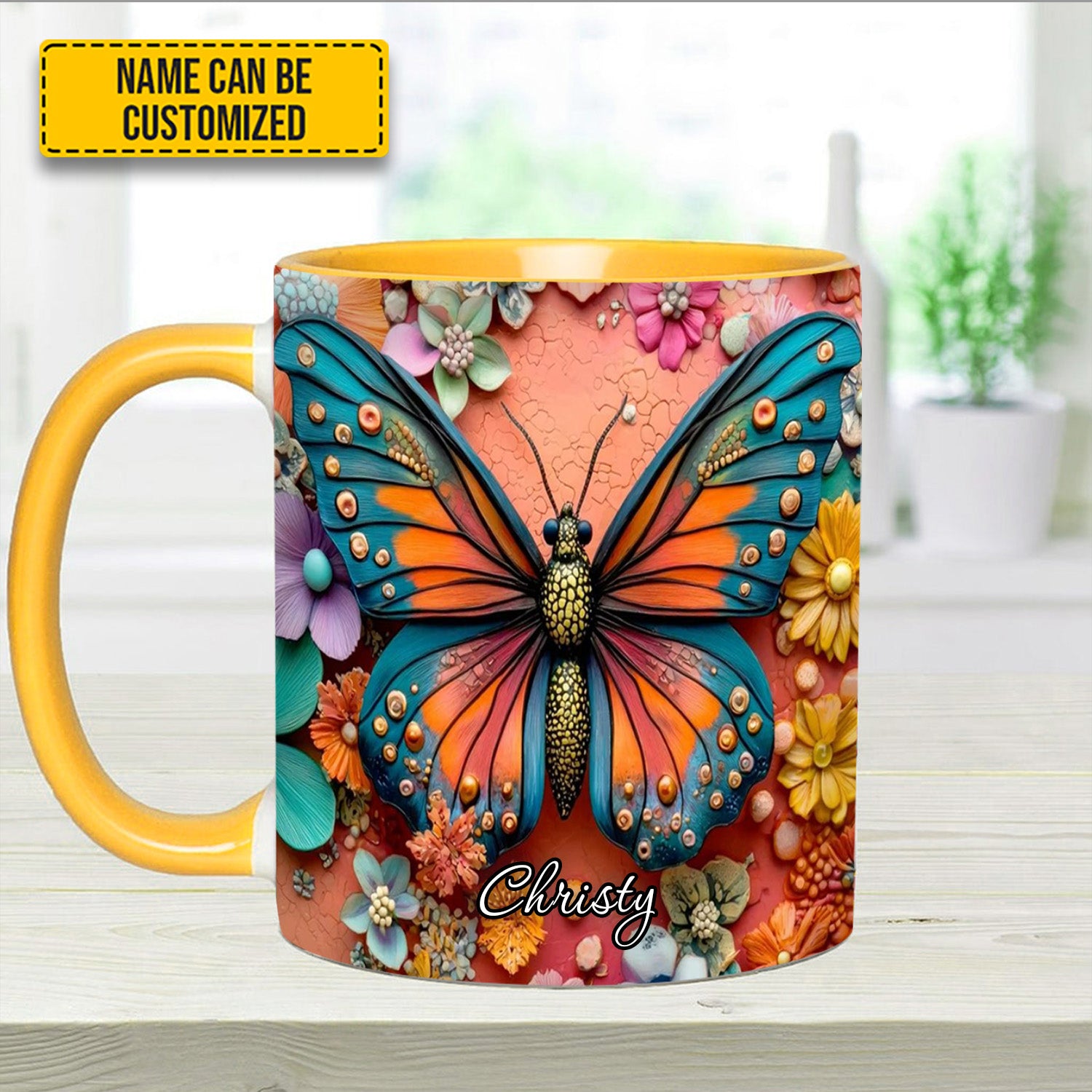 Personalized Butterfly Accent Mug Colorful Butterfly Butterfly Gifts For Girl - Image 13