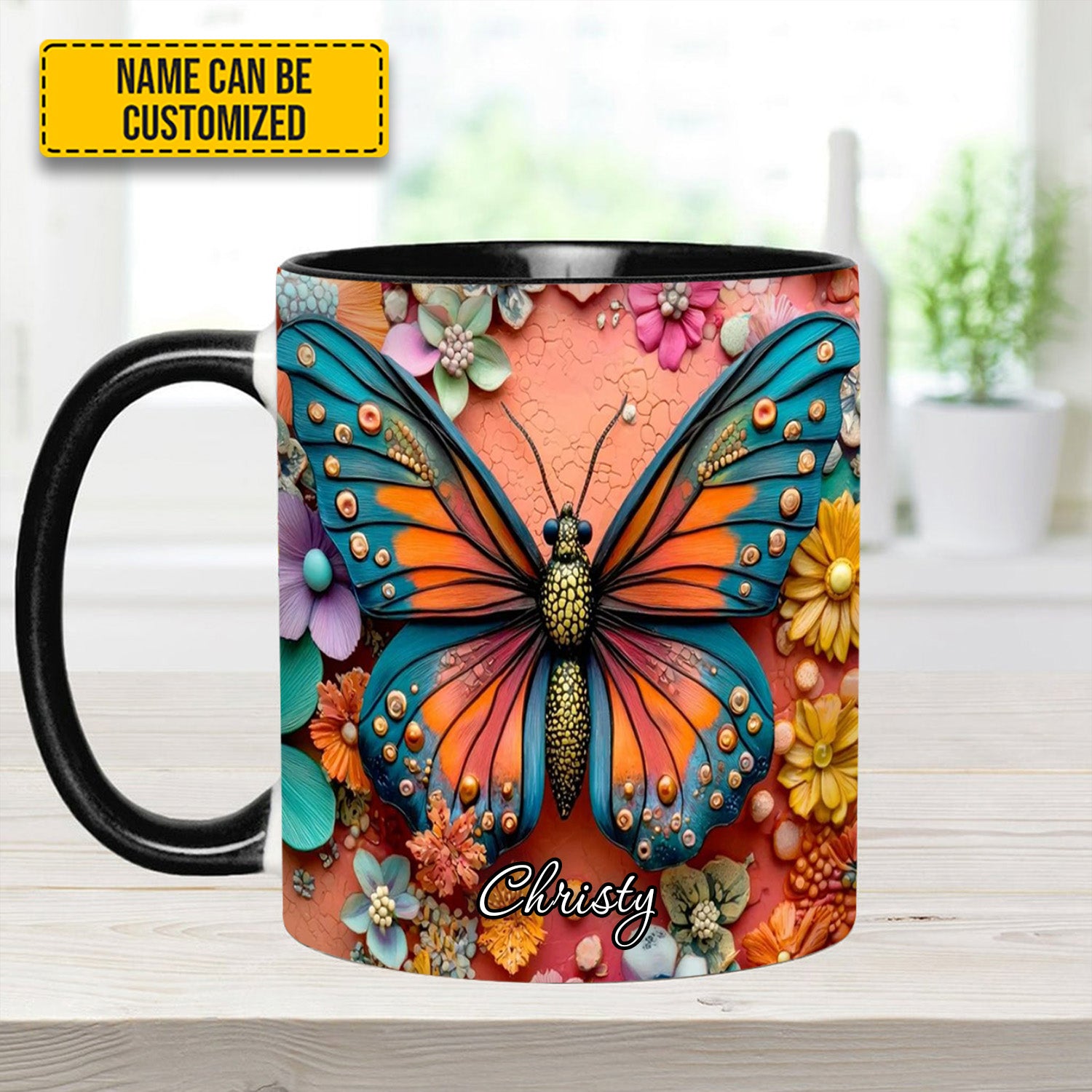 Personalized Butterfly Accent Mug Colorful Butterfly Butterfly Gifts For Girl - Image 6