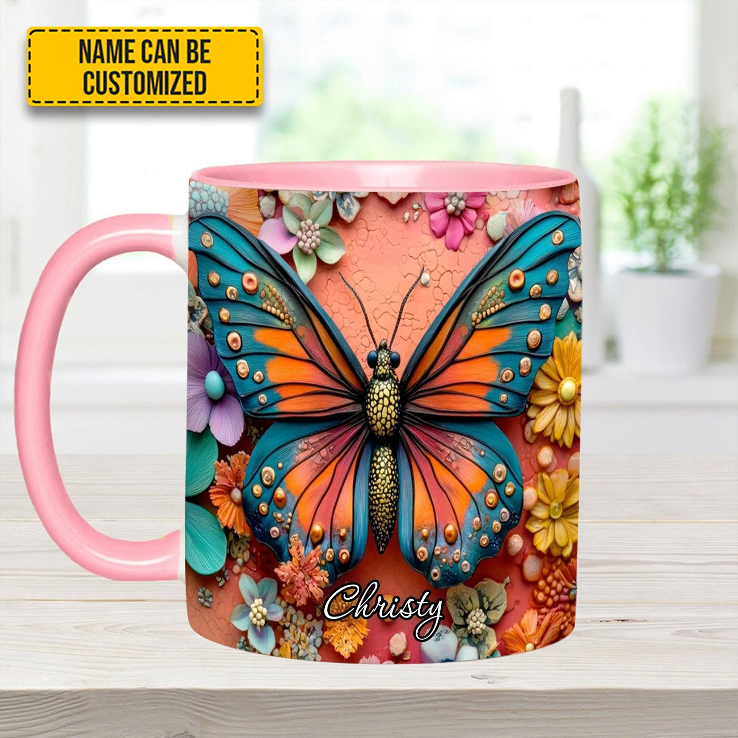 Personalized Butterfly Accent Mug Colorful Butterfly Butterfly Gifts For Girl - Image 12