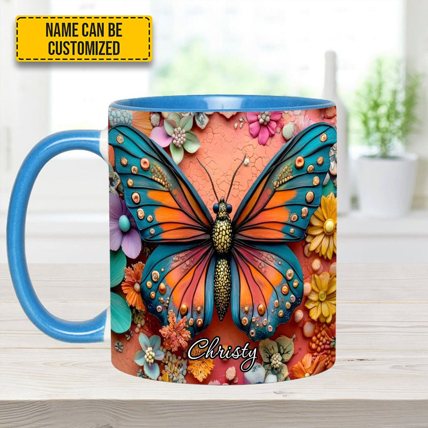 Personalized Butterfly Accent Mug Colorful Butterfly Butterfly Gifts For Girl - Image 9