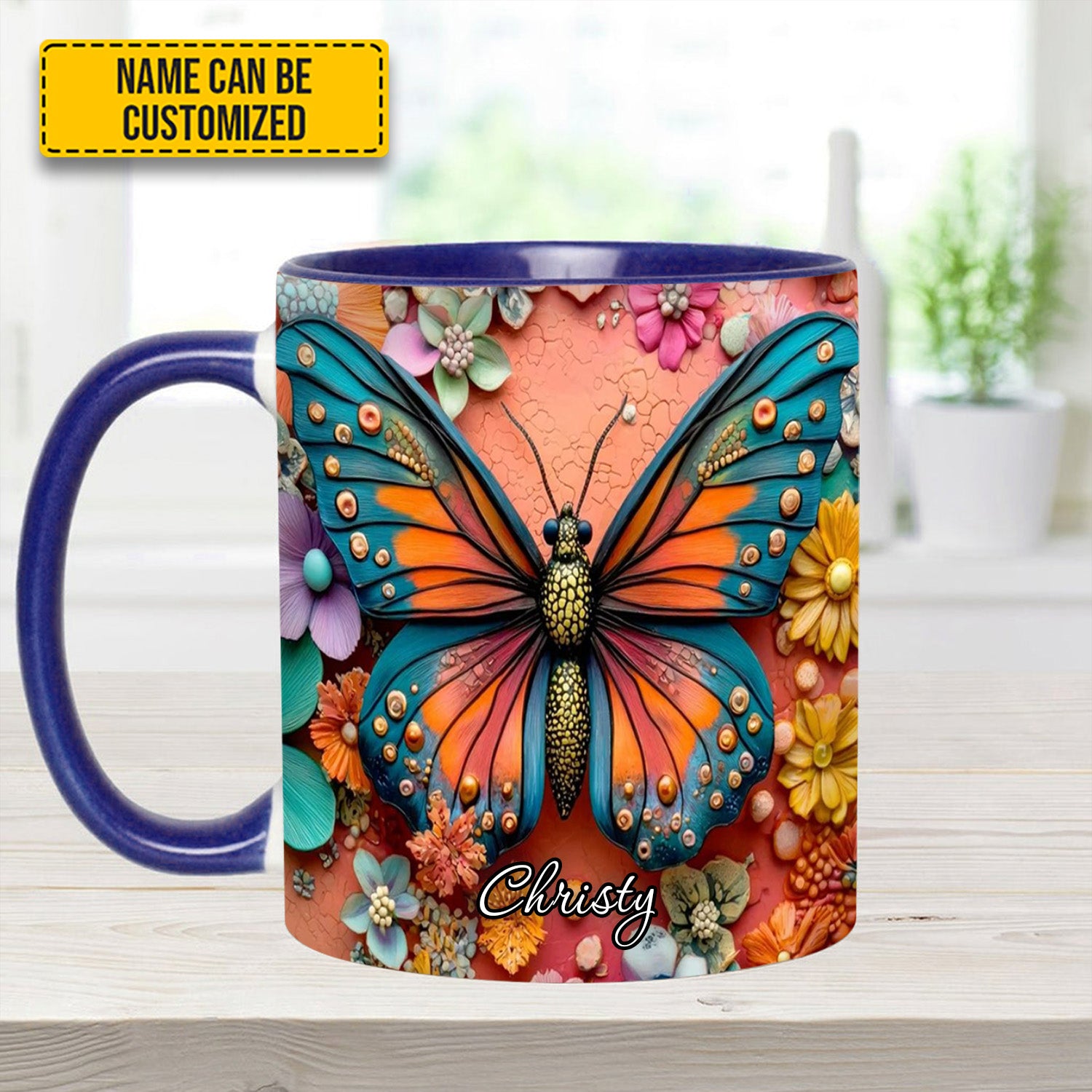 Personalized Butterfly Accent Mug Colorful Butterfly Butterfly Gifts For Girl - Image 10