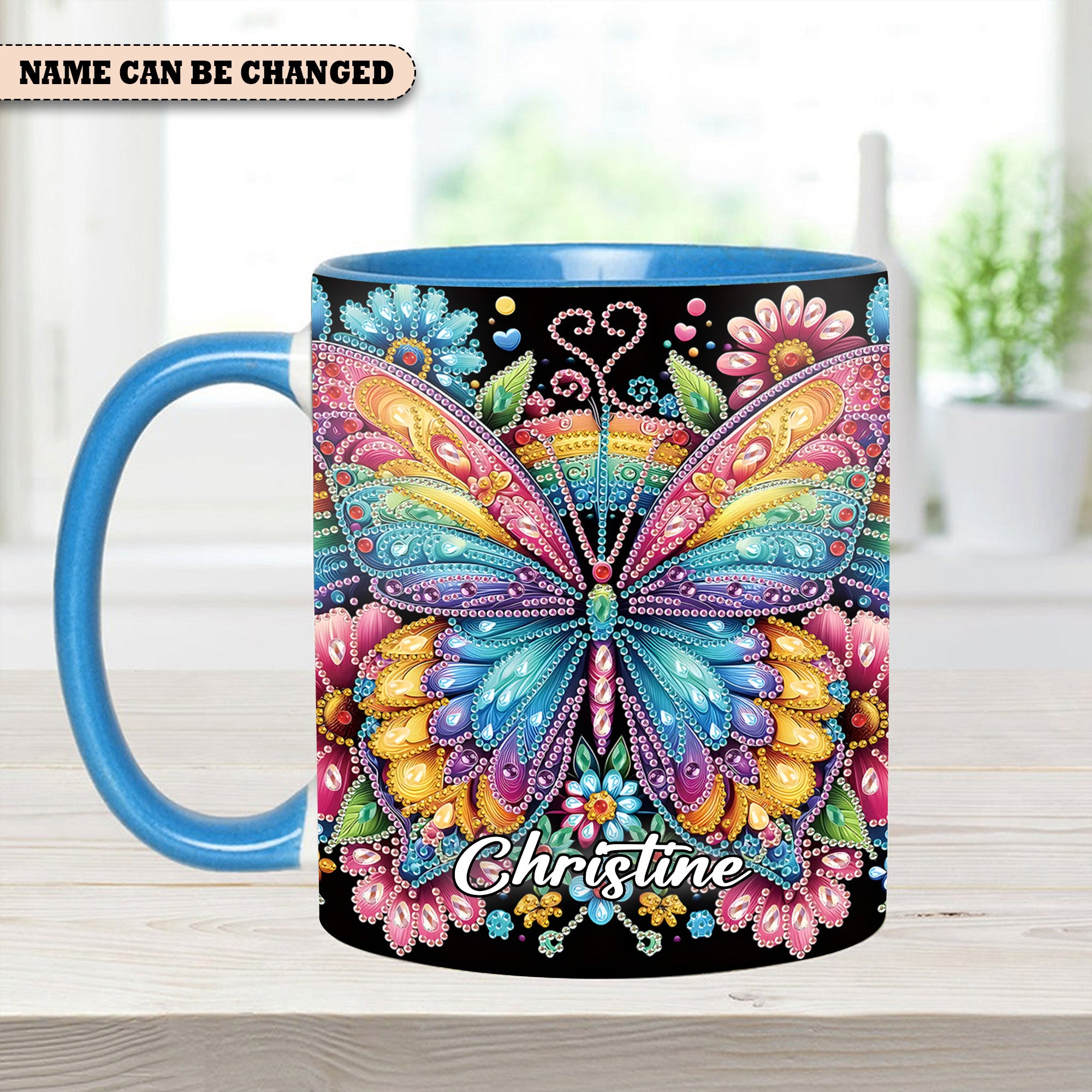 Personalized Butterfly Accent Mug Diamond Butterfly Butterfly Gifts For Lady - Image 12