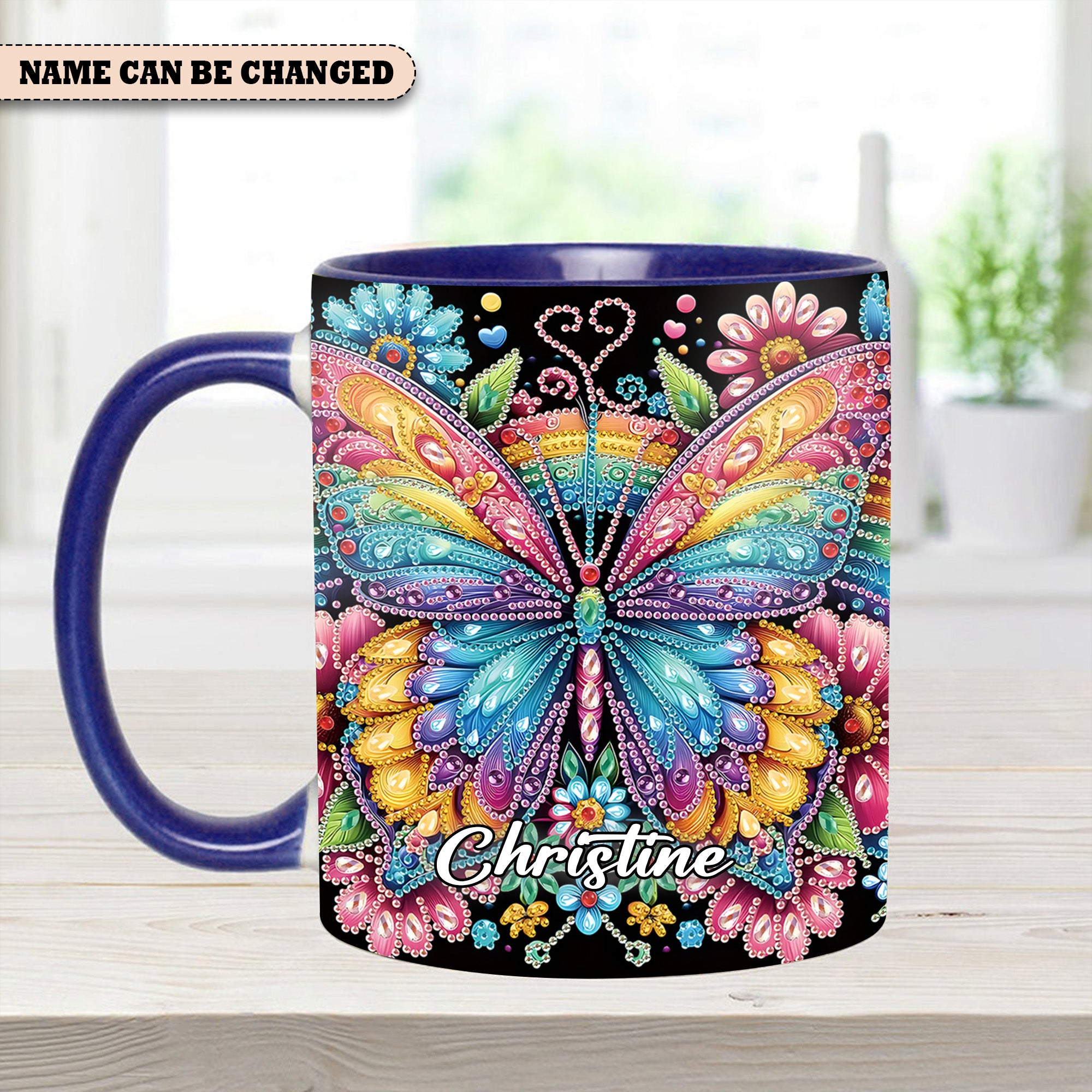 Personalized Butterfly Accent Mug Diamond Butterfly Butterfly Gifts For Lady - Image 13