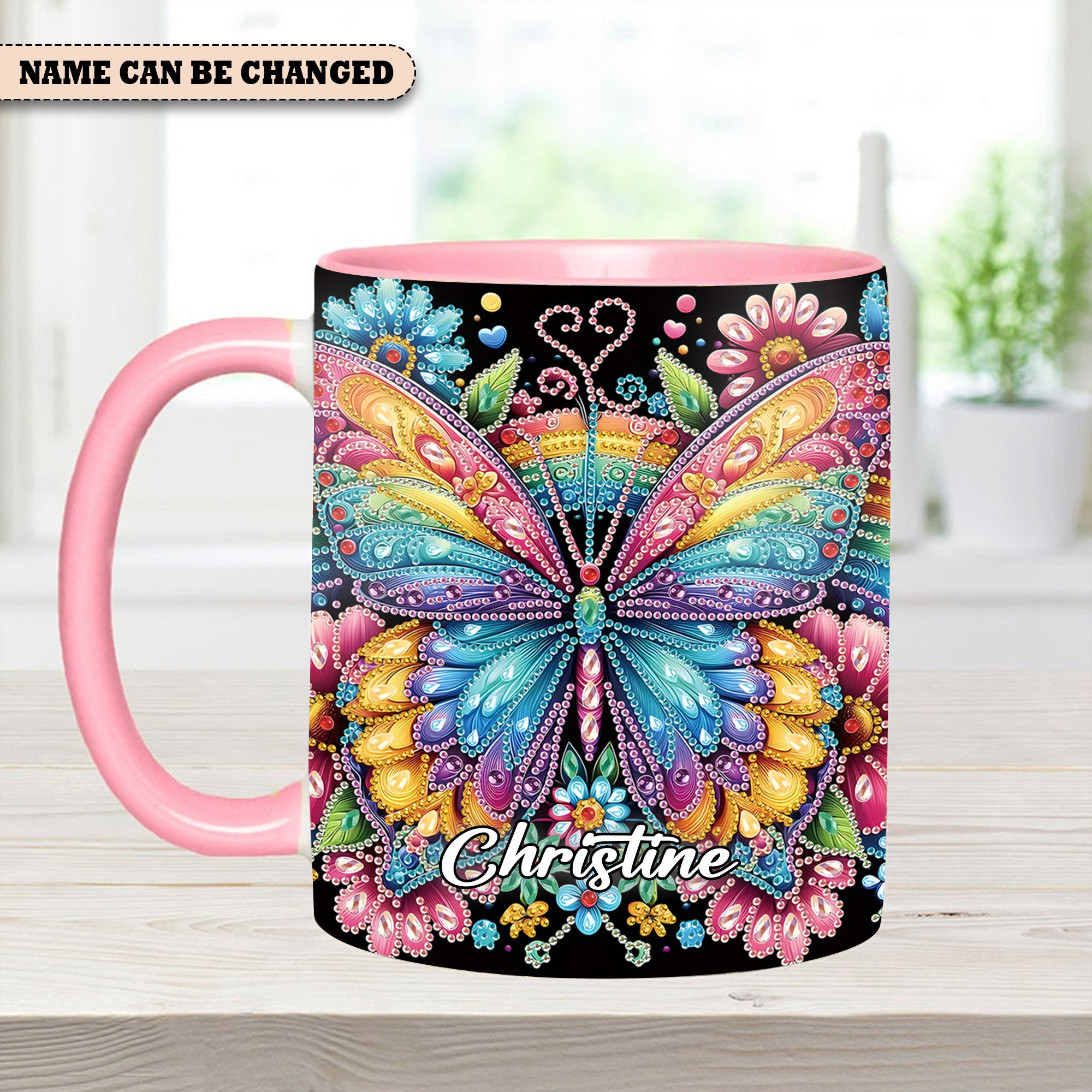 Personalized Butterfly Accent Mug Diamond Butterfly Butterfly Gifts For Lady - Image 4