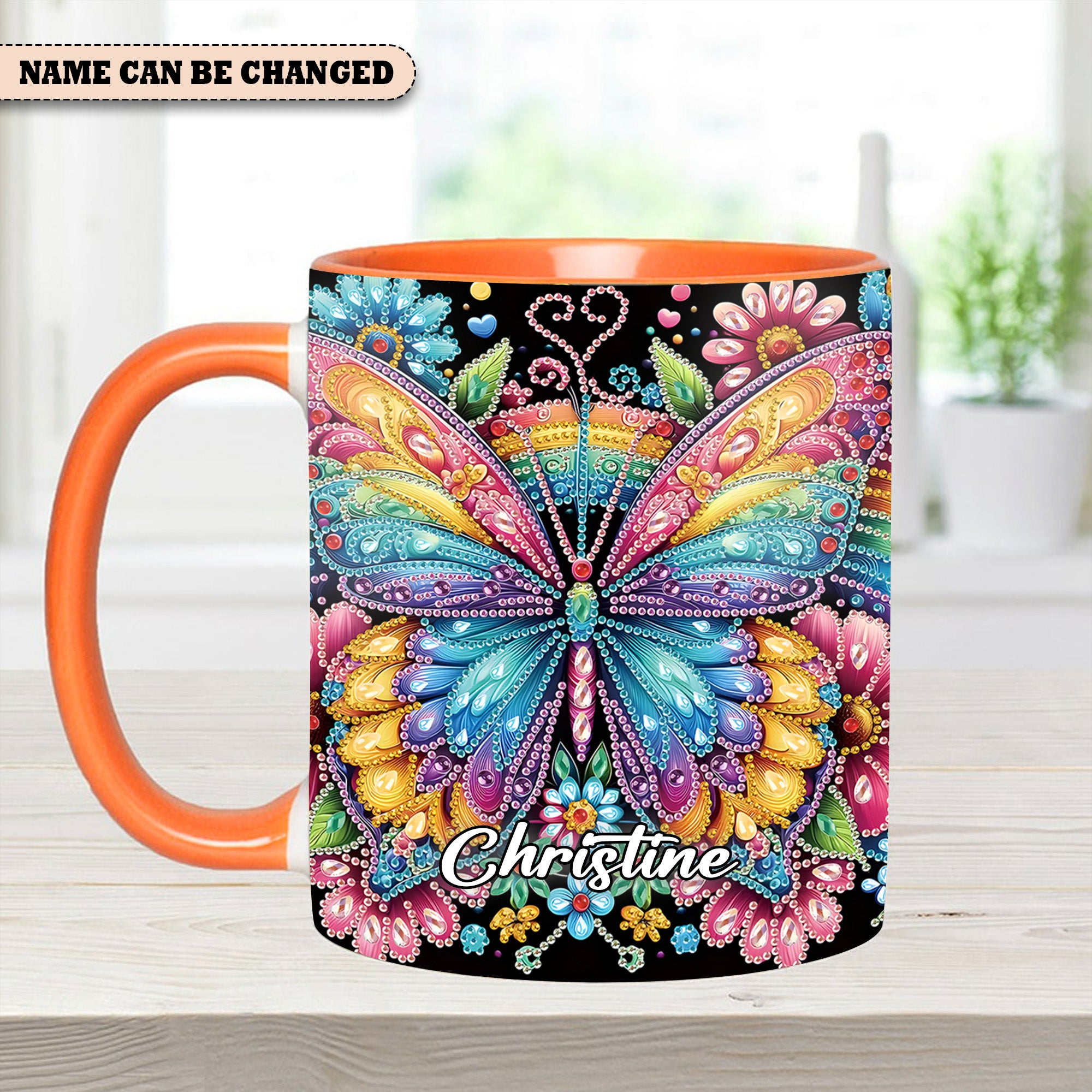 Personalized Butterfly Accent Mug Diamond Butterfly Butterfly Gifts For Lady - Image 6