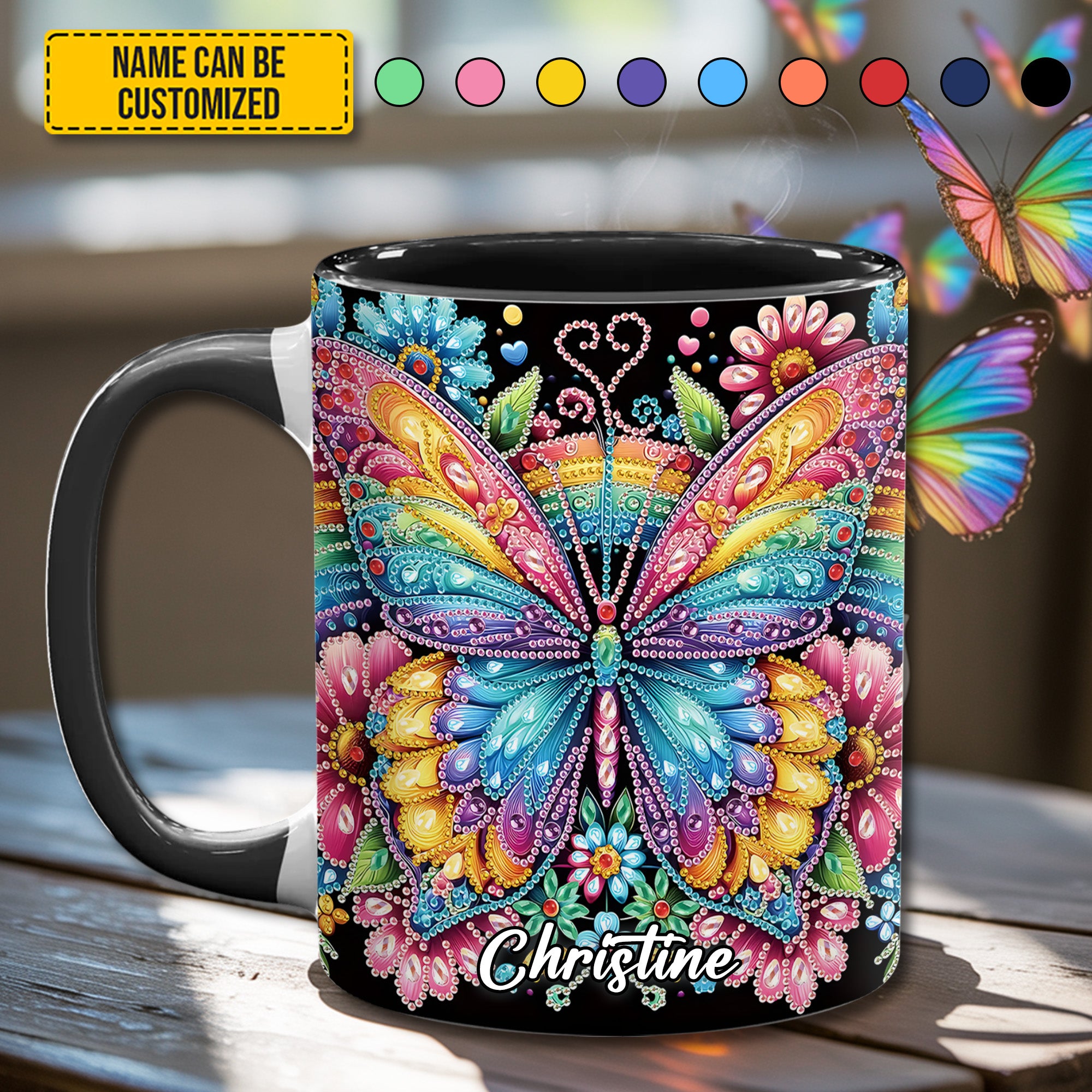 Personalized Butterfly Accent Mug Diamond Butterfly Butterfly Gifts For Lady