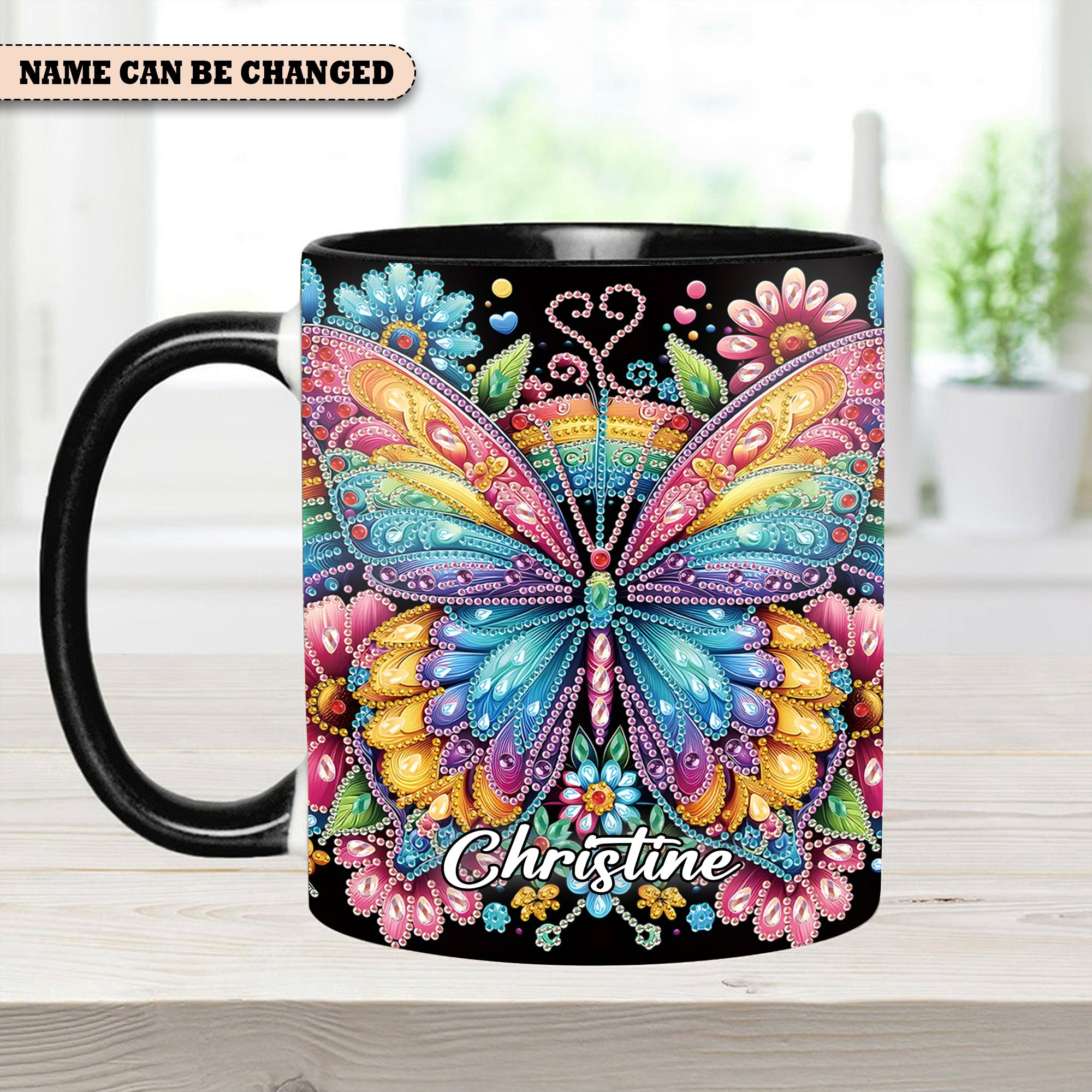 Personalized Butterfly Accent Mug Diamond Butterfly Butterfly Gifts For Lady - Image 9