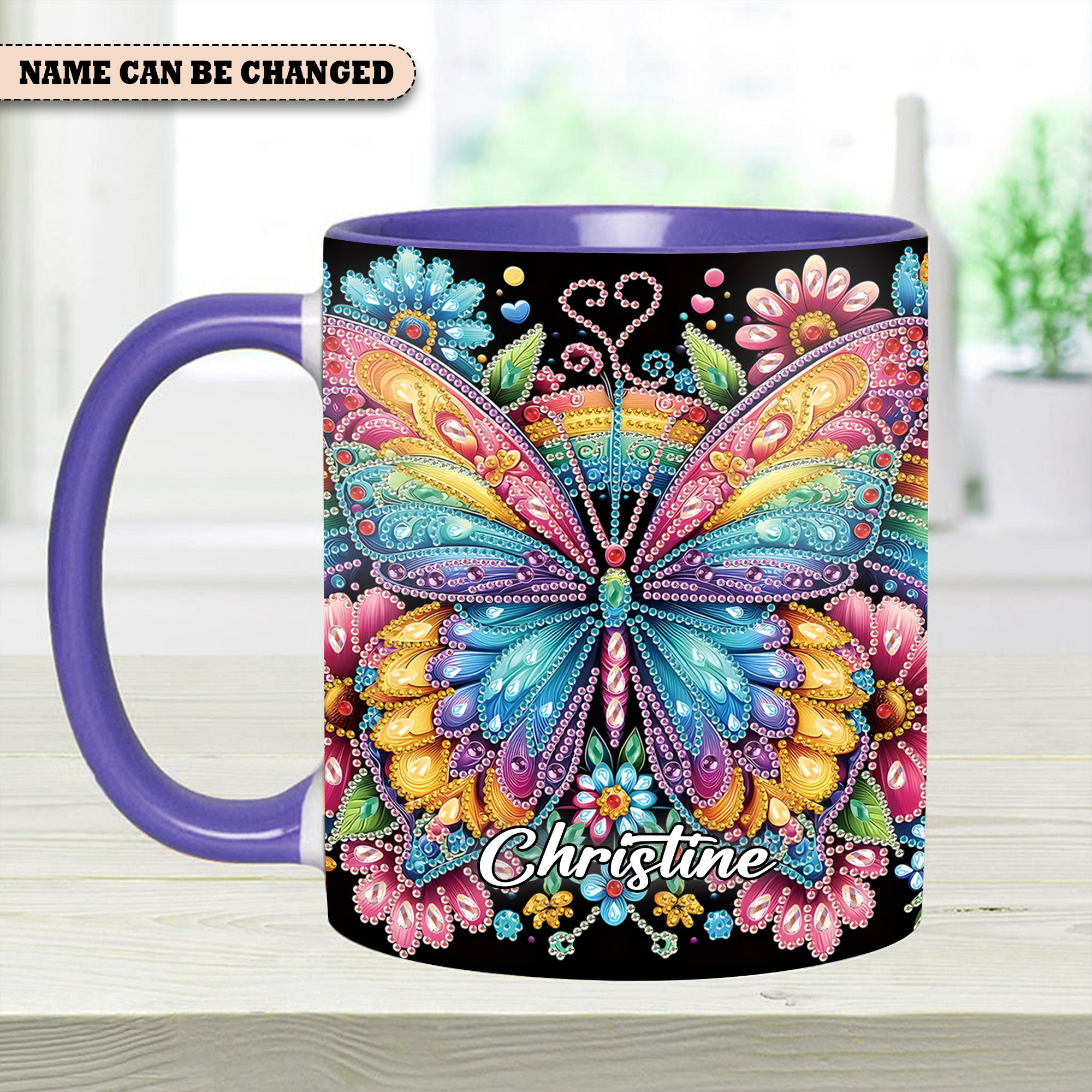 Personalized Butterfly Accent Mug Diamond Butterfly Butterfly Gifts For Lady - Image 8