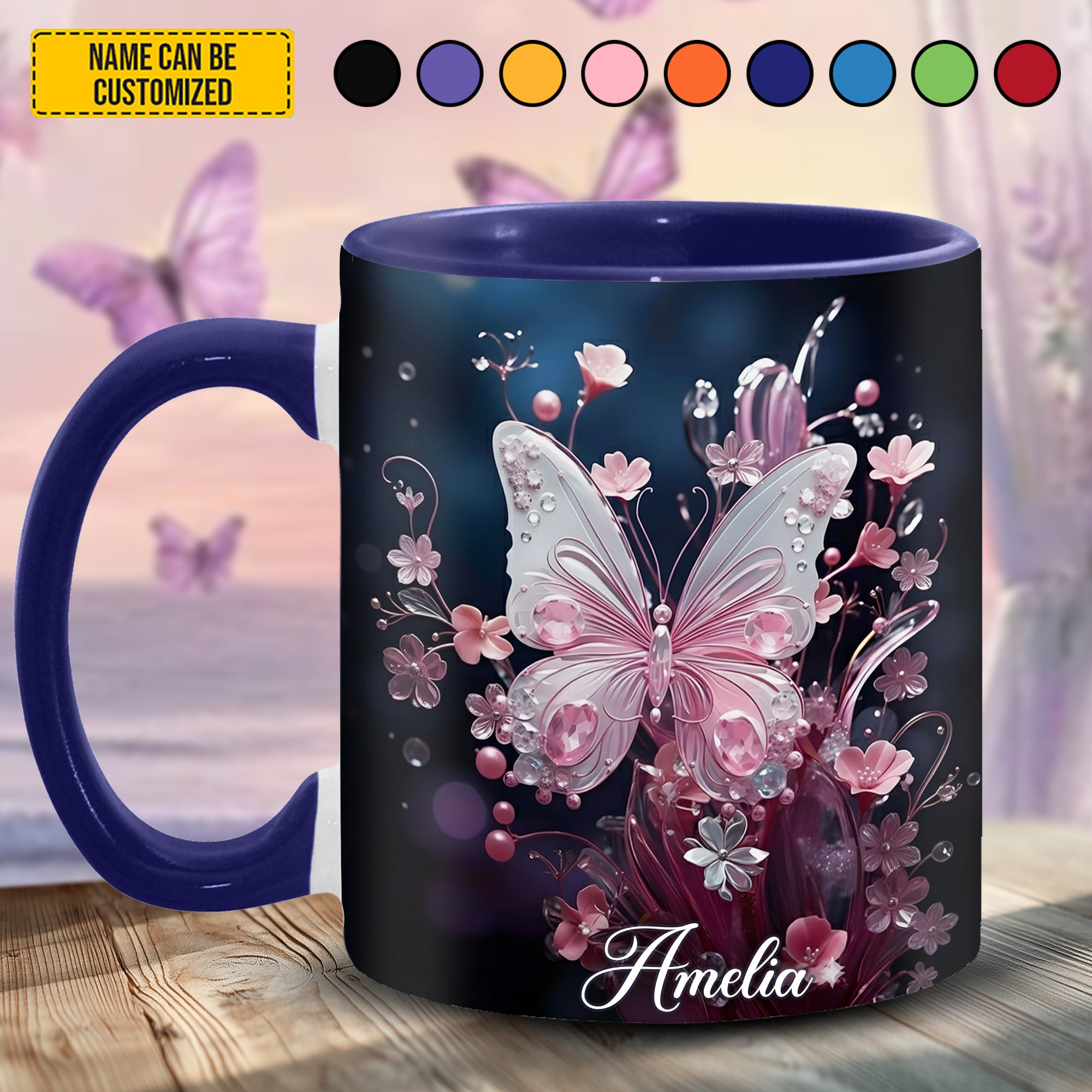 Personalized Butterfly Accent Mug Flowers Butterflies Butterfly Gift Ideas For Lovers