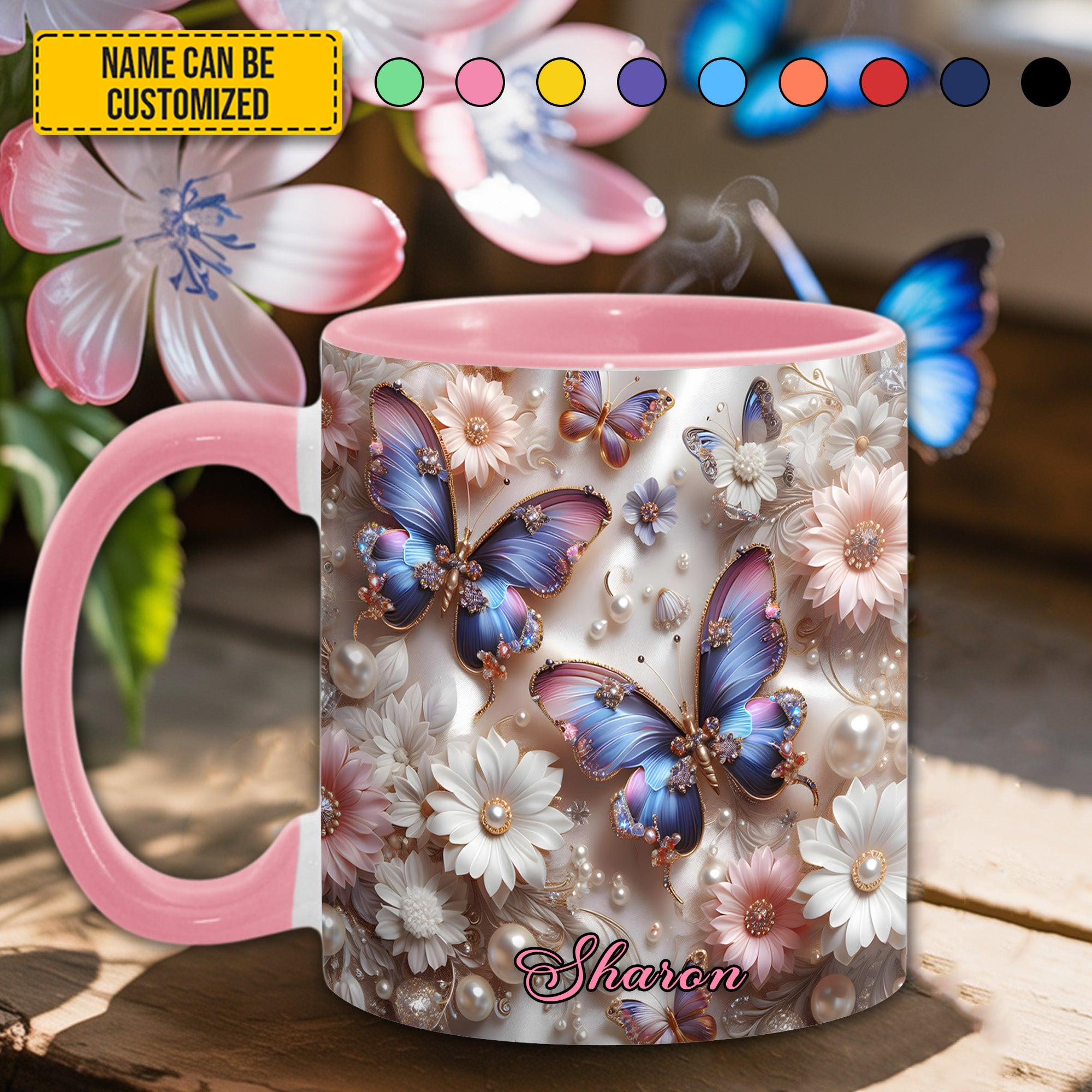 Personalized Butterfly Accent Mug Love Butterflies Butterfly Mothers Day Gifts