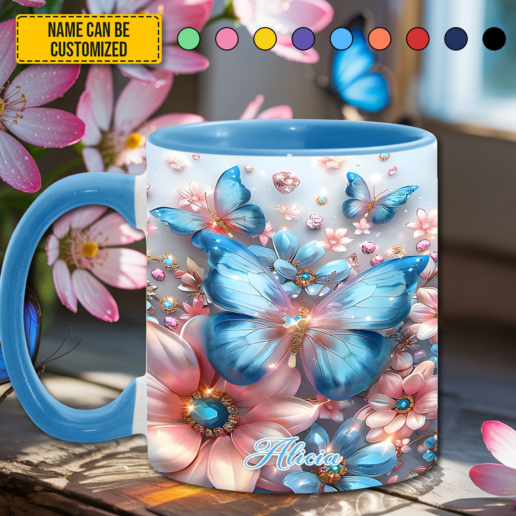 Personalized Butterfly Accent Mug Sparkle Butterflies Butterfly Birthday Gift Ideas - Image 5