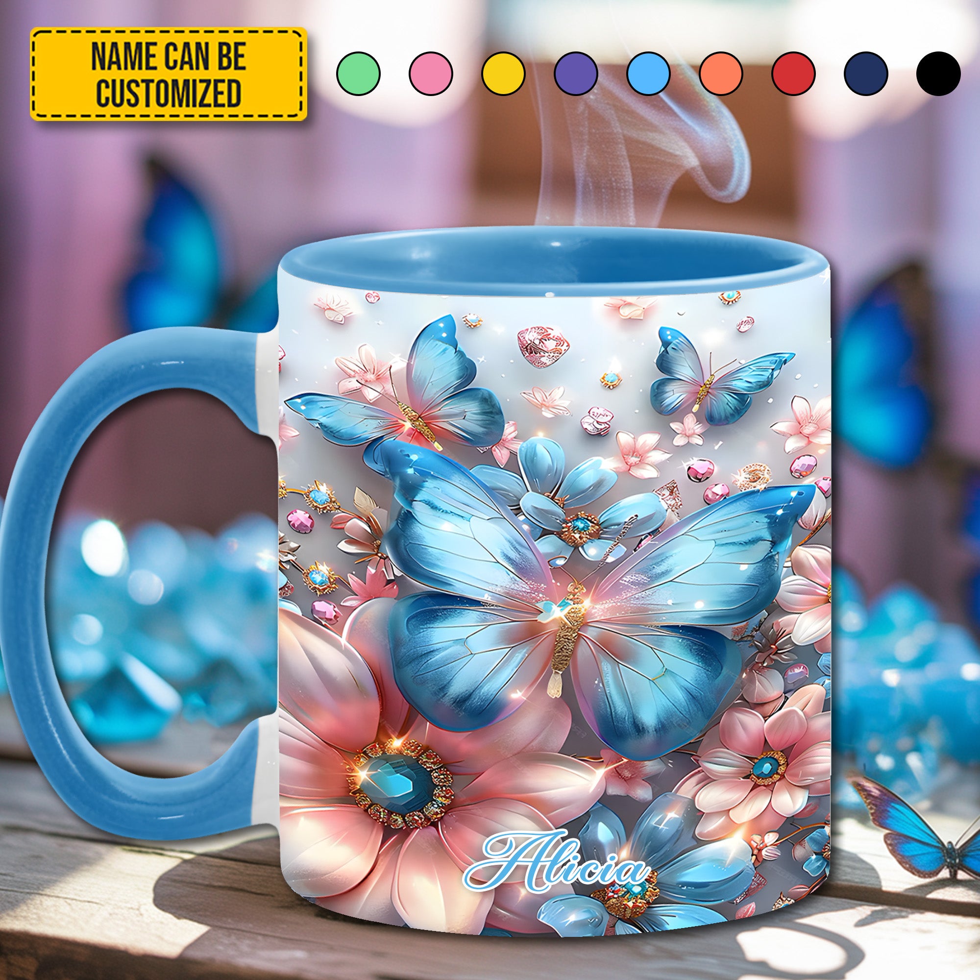 Personalized Butterfly Accent Mug Sparkle Butterflies Butterfly Birthday Gift Ideas