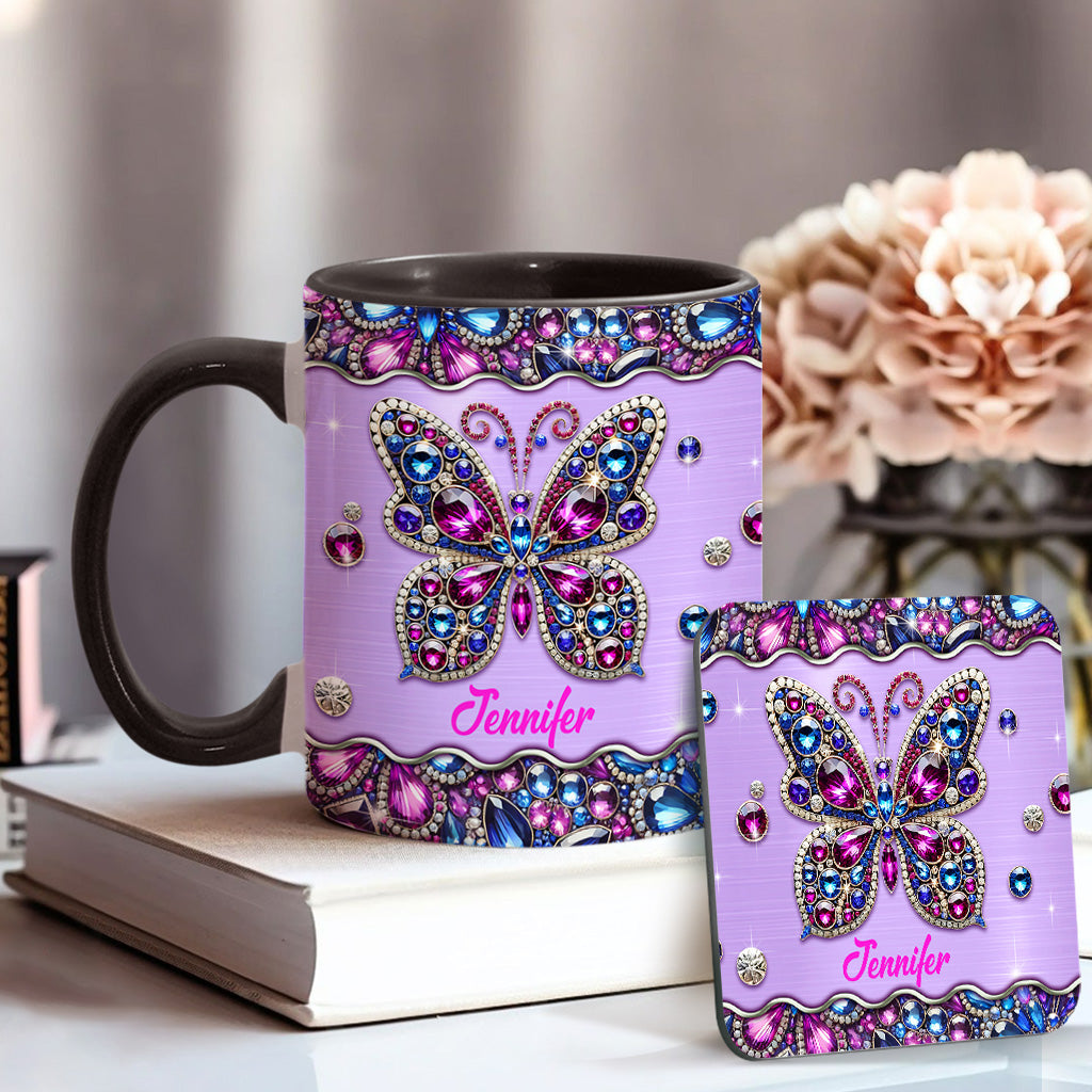 Personalized Butterfly Accent Mug Sparkle Butterfly Butterfly Gift Ideas For Lovers - Image 2