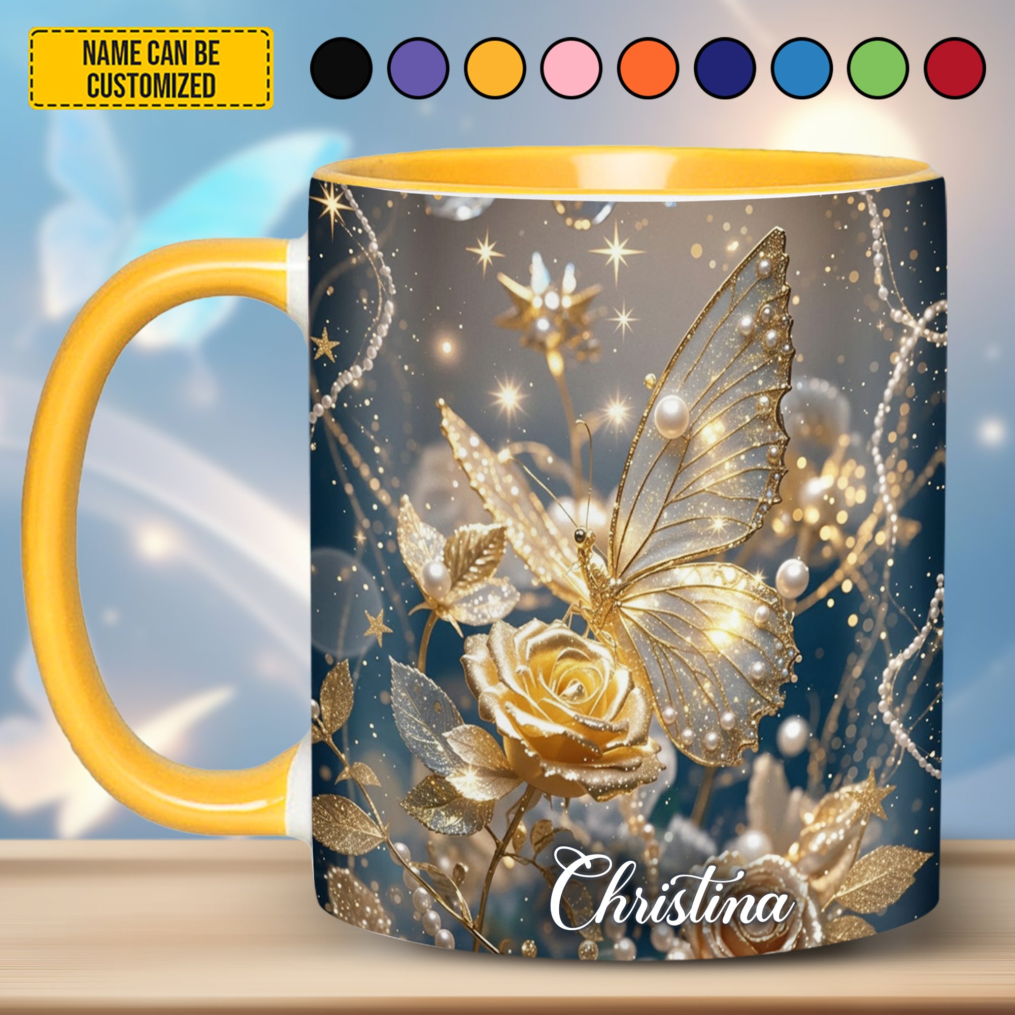 Personalized Butterfly Accent Mug Sparkle Flowers Butterflies Butterfly Gift Ideas For Her