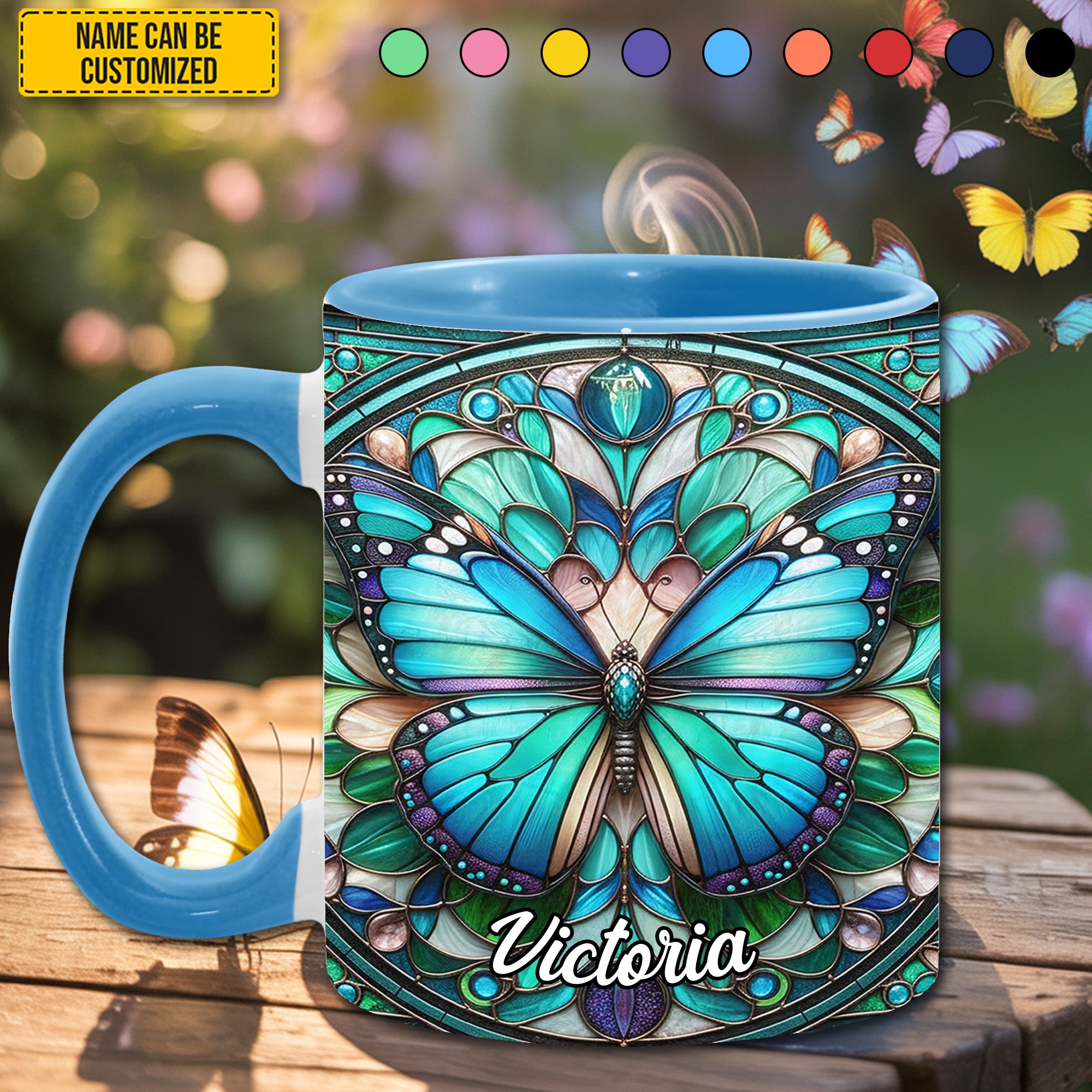 Personalized Butterfly Accent Mug Stained Glass Butterfly Butterfly Gift Ideas For Lovers