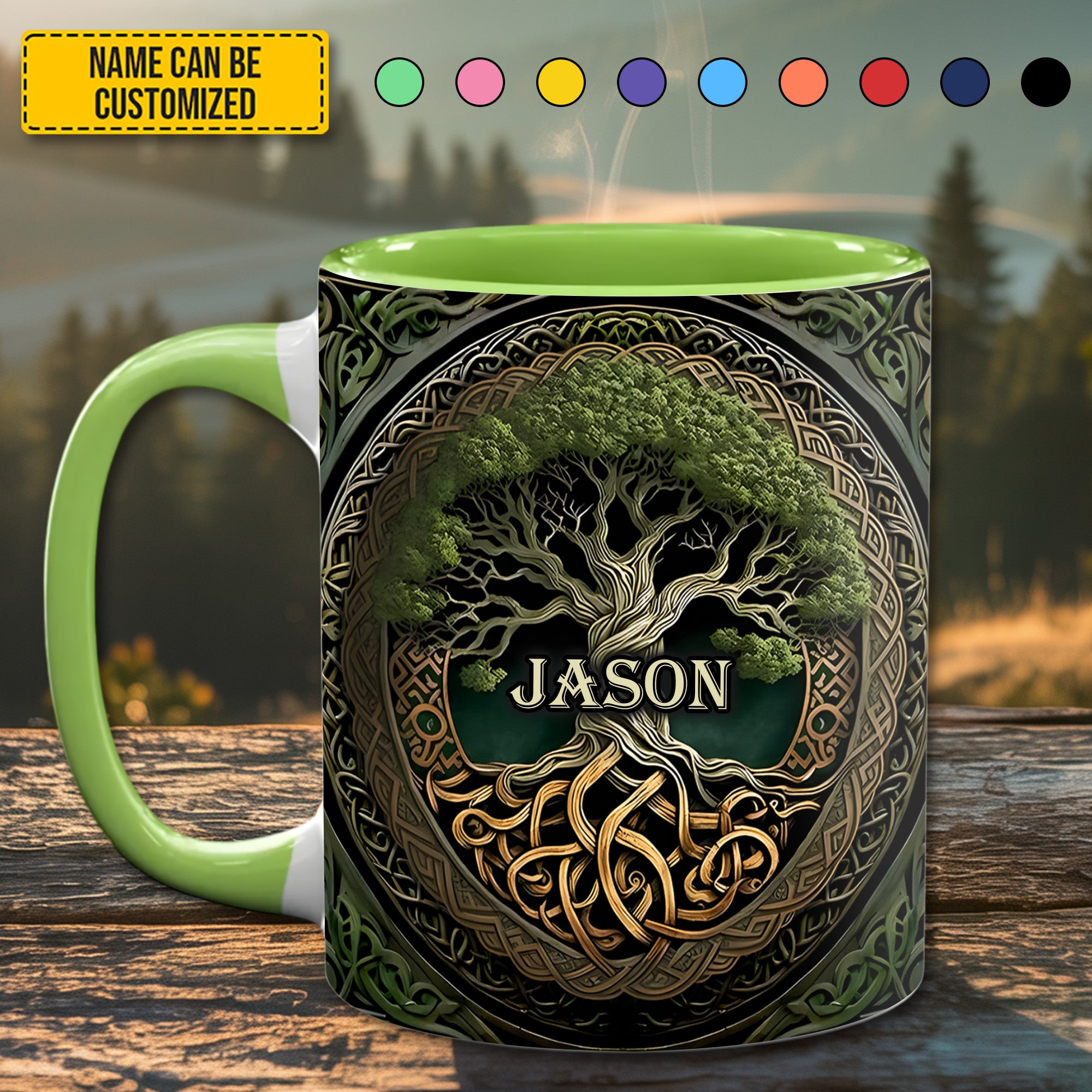 Personalized Celtic Tree of Life Accent Mug Gift For Nature Enthusiasts