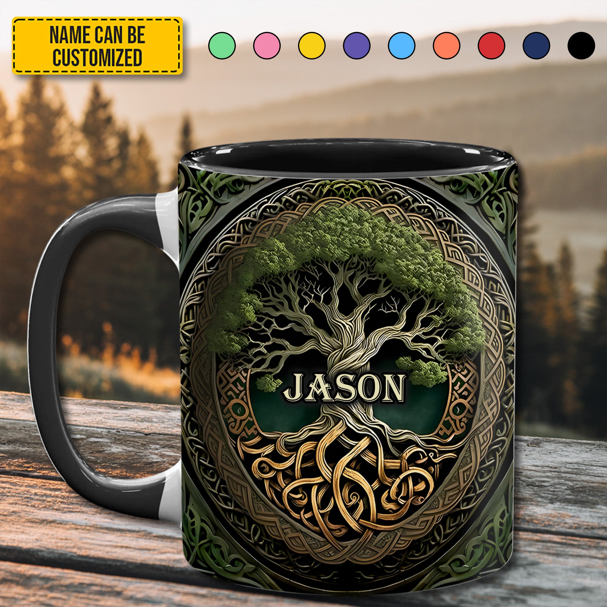Personalized Celtic Tree of Life Accent Mug Gift For Nature Enthusiasts - Image 2