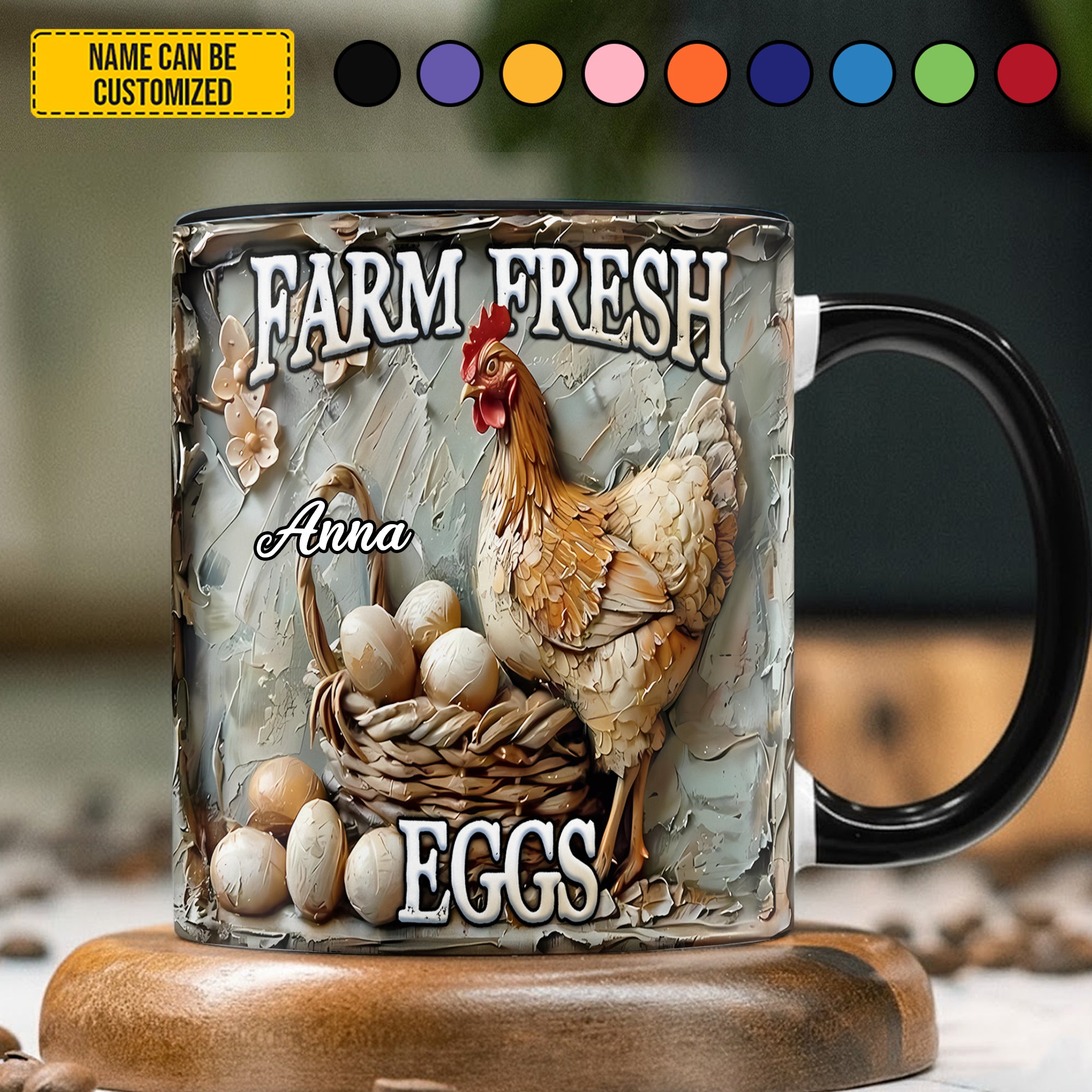 Personalized Chicken Accent Mug Farm Fresh Eggs Gifts For Chicken Farmers - Image 2