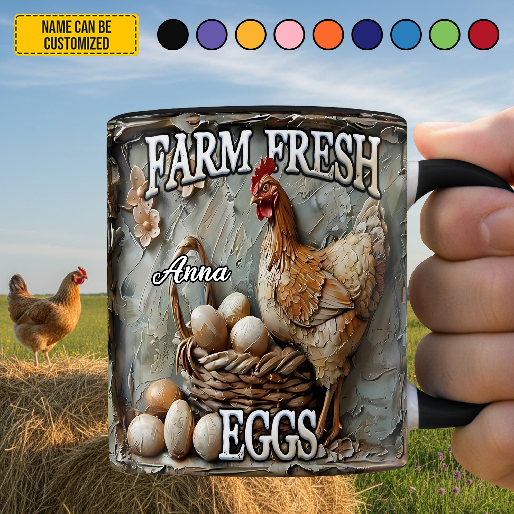 Personalized Chicken Accent Mug Farm Fresh Eggs Gifts For Chicken Farmers - Image 4