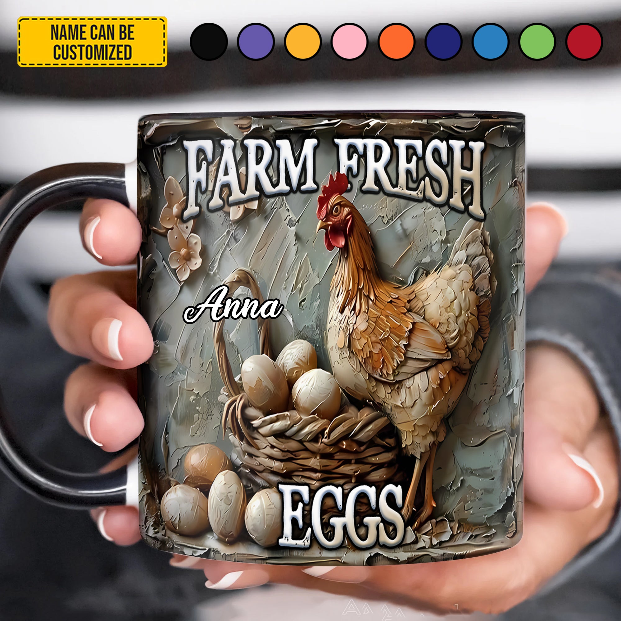 Personalized Chicken Accent Mug Farm Fresh Eggs Gifts For Chicken Farmers - Image 3