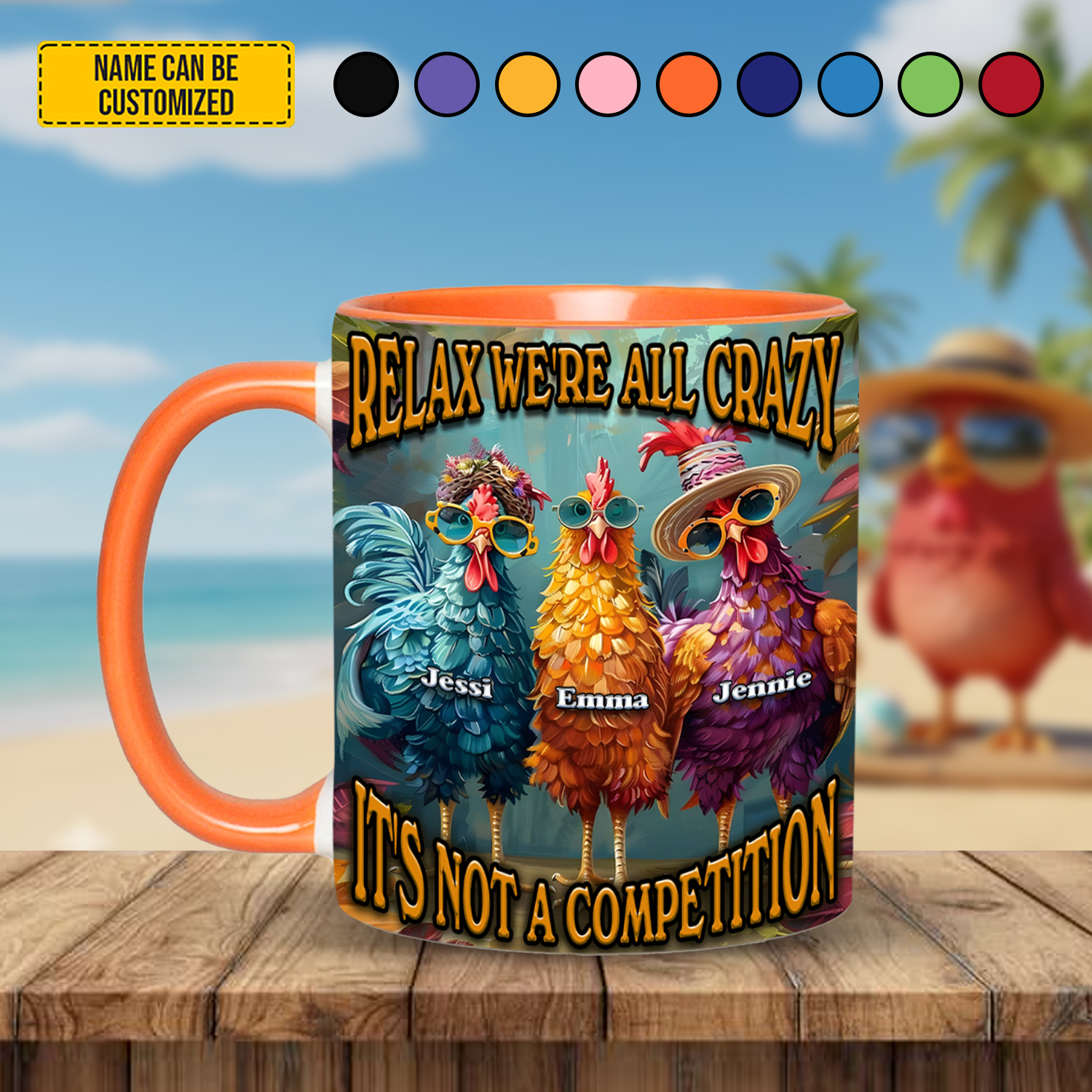 Personalized Chicken Accent Mug Relax We're All Crazy Chicken Gifts For Him Her