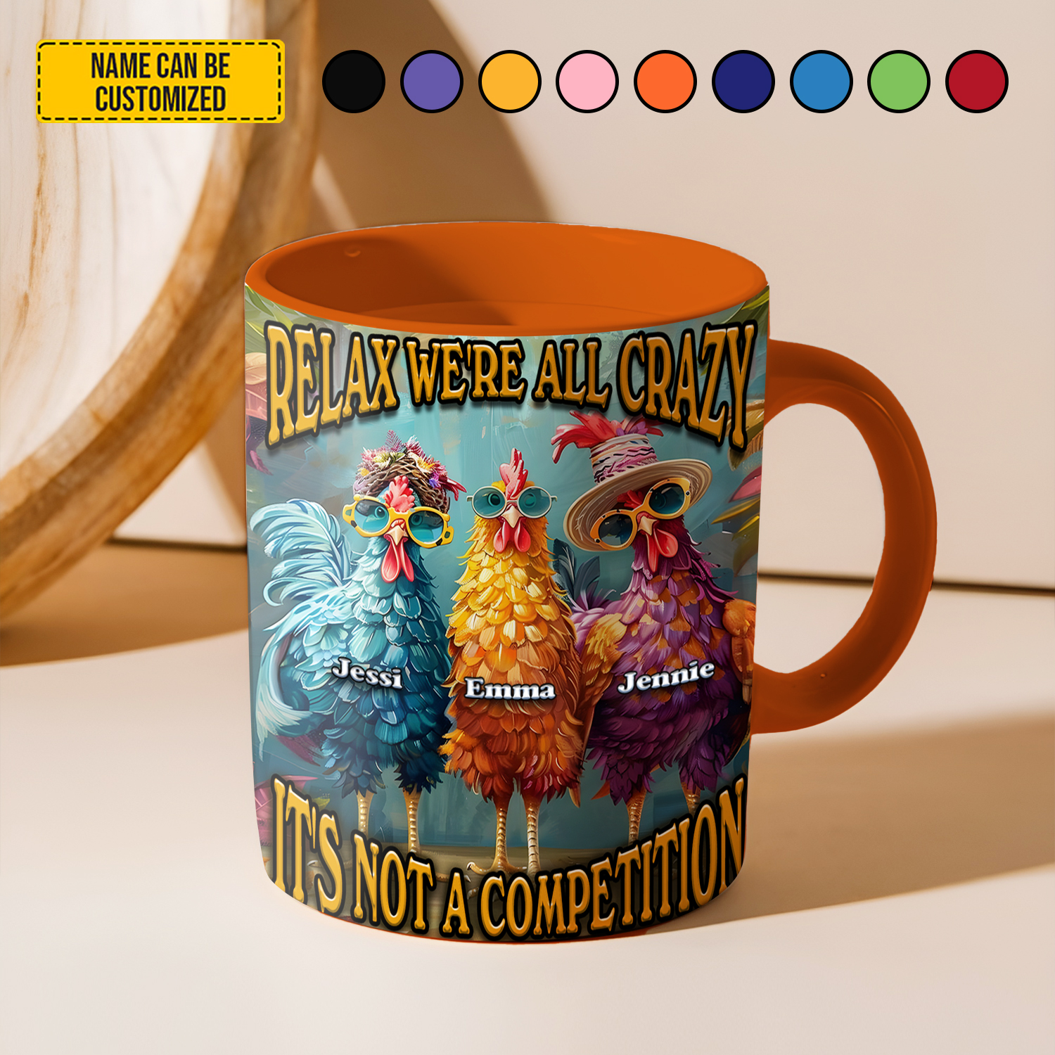 Personalized Chicken Accent Mug Relax We're All Crazy Chicken Gifts For Him Her - Image 2