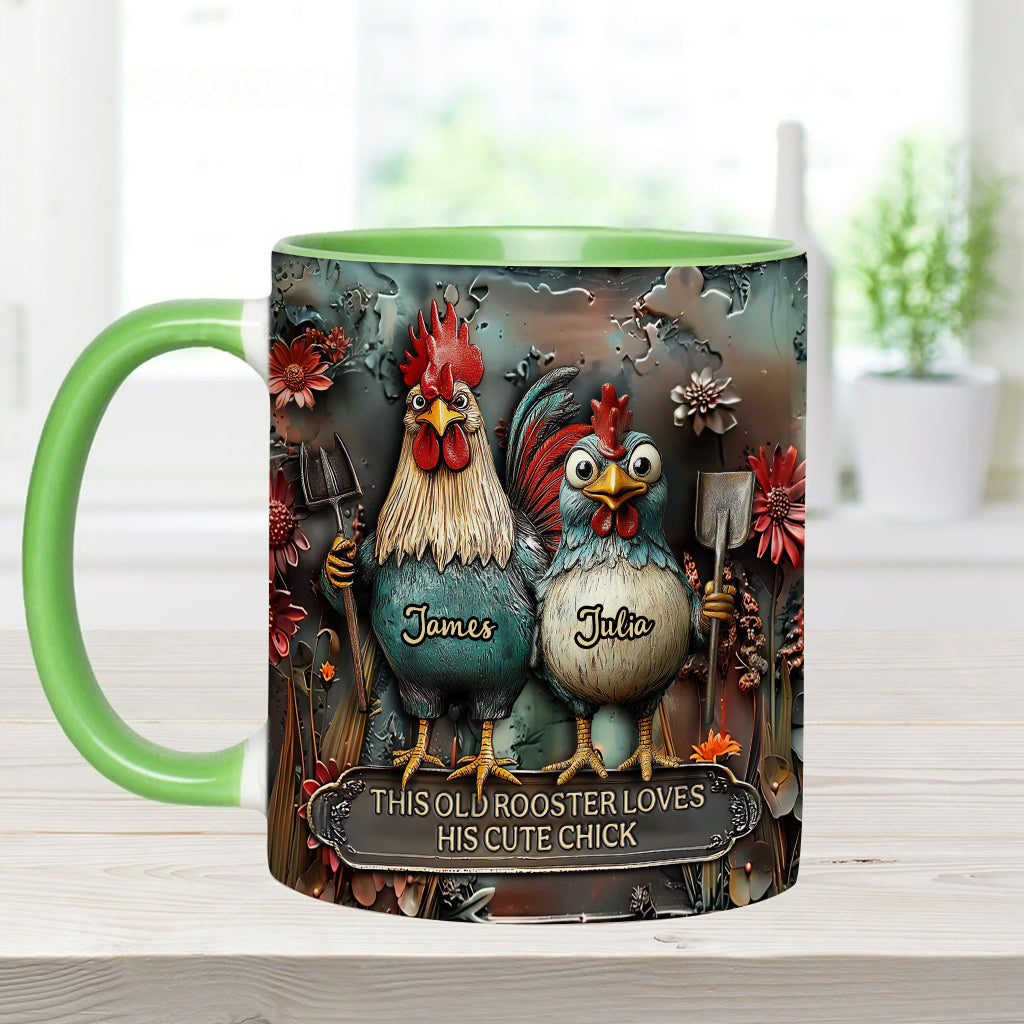 Personalized Chicken Accent Mug This Old Rooster Loves His Cute Chick Gifts For People Who Own Chickens - Image 2