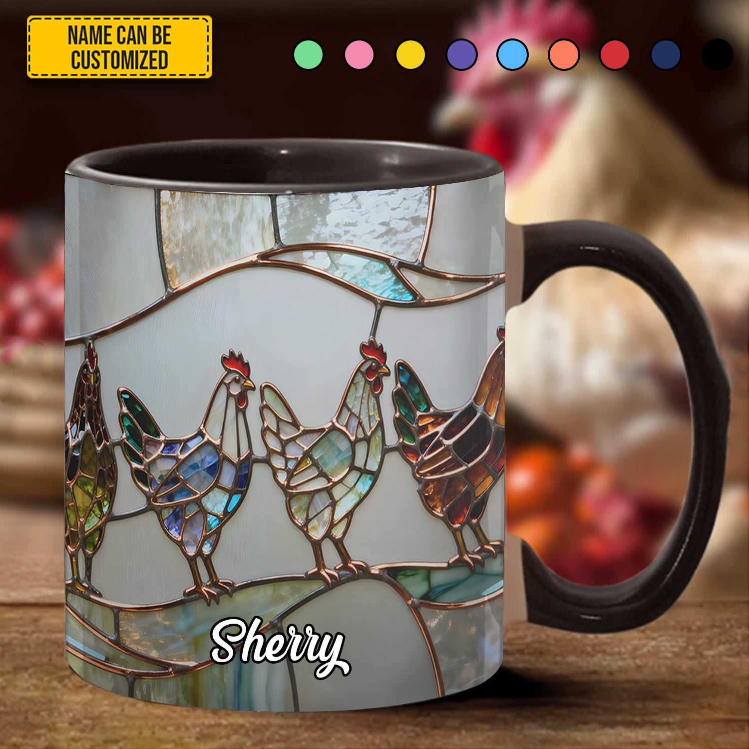 Personalized Chicken Stained Glass Accent Mug Best Gifts For Chicken Lovers - Image 3