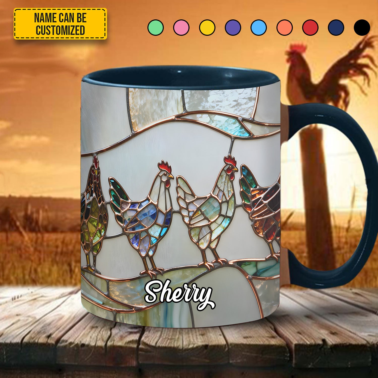 Personalized Chicken Stained Glass Accent Mug Best Gifts For Chicken Lovers - Image 4