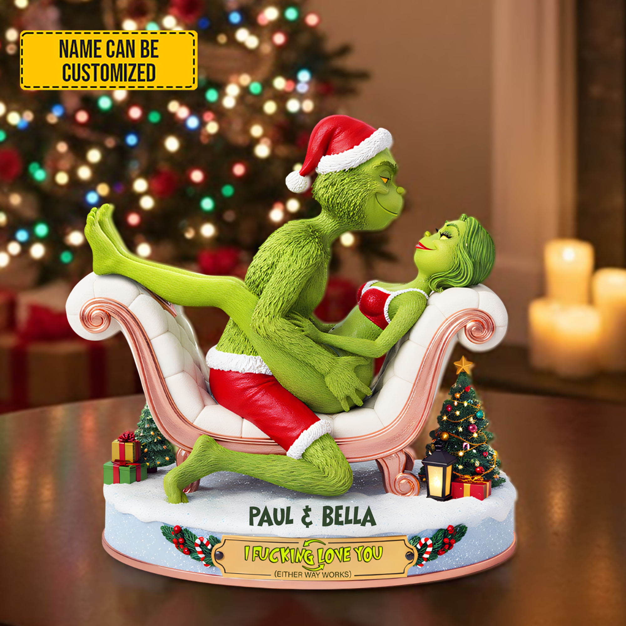 Personalized Christmas Acrylic Plaque Naughty Green Lovers Good Gifts For Couples