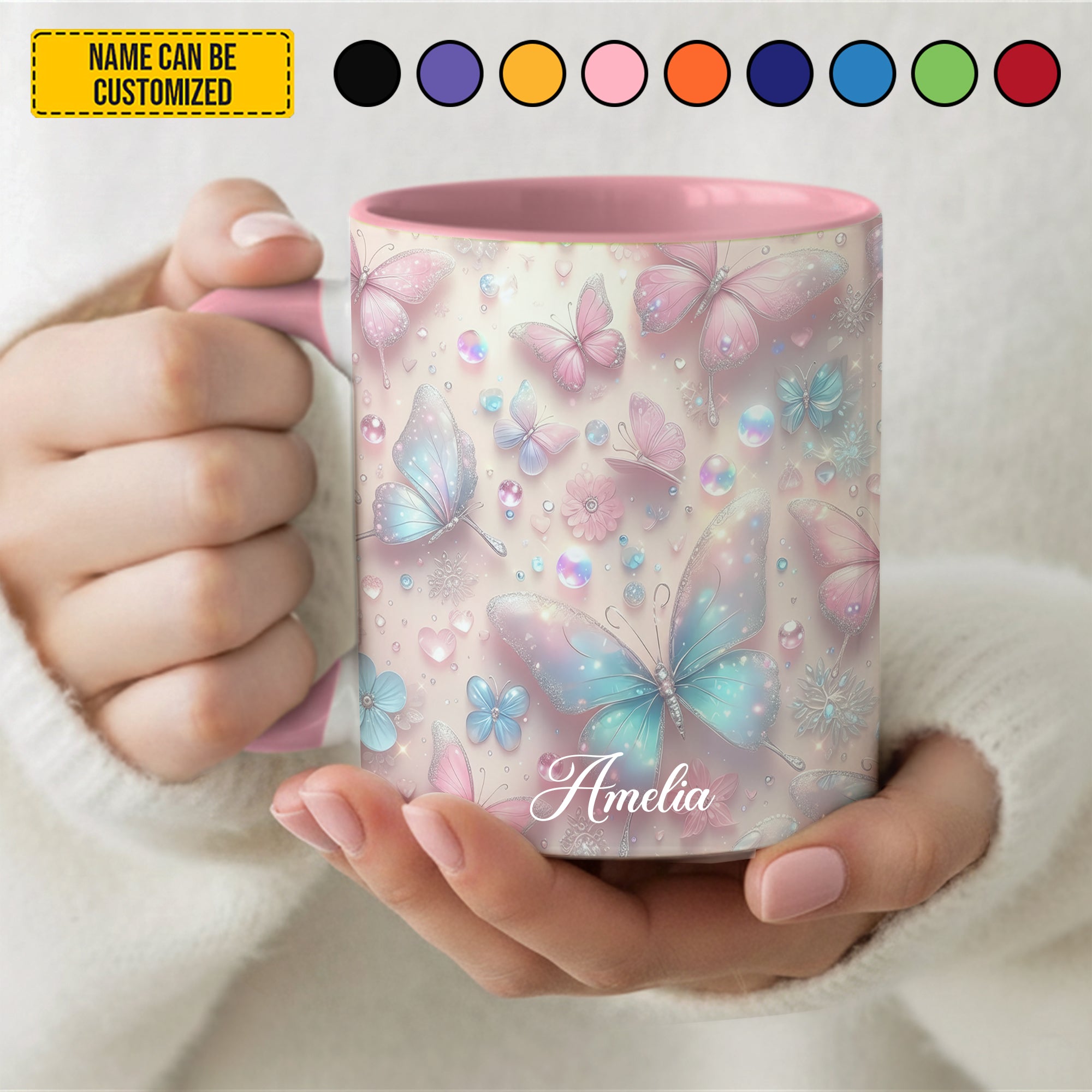 Personalized Colorful Butterflies Accent Mug Gifts With Butterfly Theme - Image 2