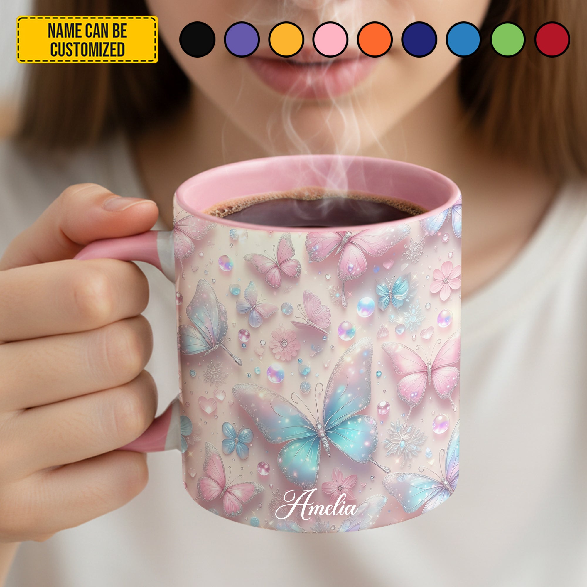 Personalized Colorful Butterflies Accent Mug Gifts With Butterfly Theme - Image 4