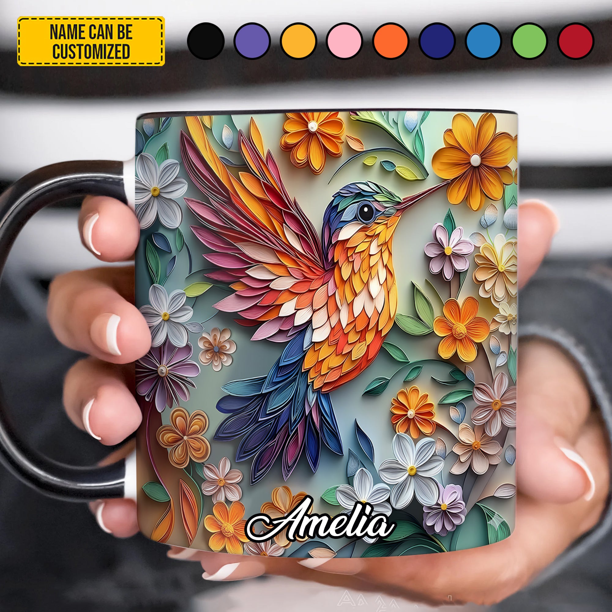 Personalized Colorful Hummingbird Accent Mug Awesome Gifts For Hummingbird Lovers - Image 4