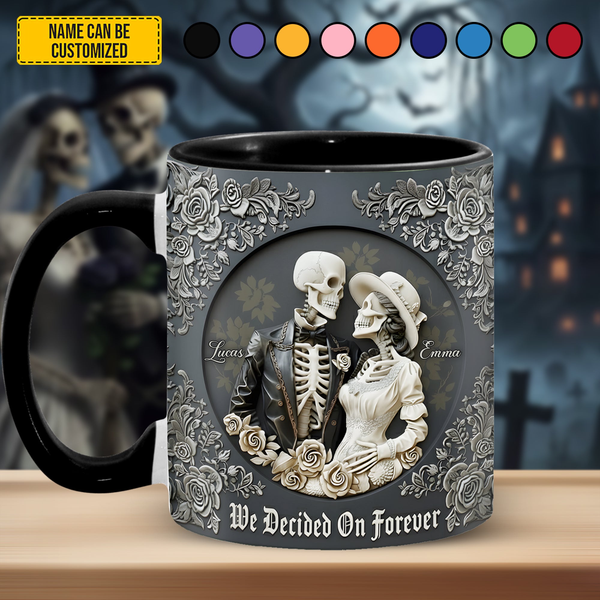 Personalized Couple Accent Mug, Gift For Couple Skull Couple Themed Skull Gifts For Him Her