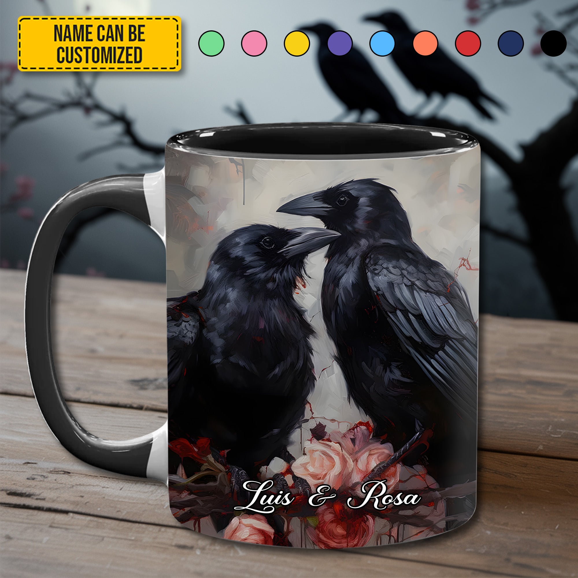 Personalized Couple Accent Mug Raven Love Magical Gifts for Raven Lovers