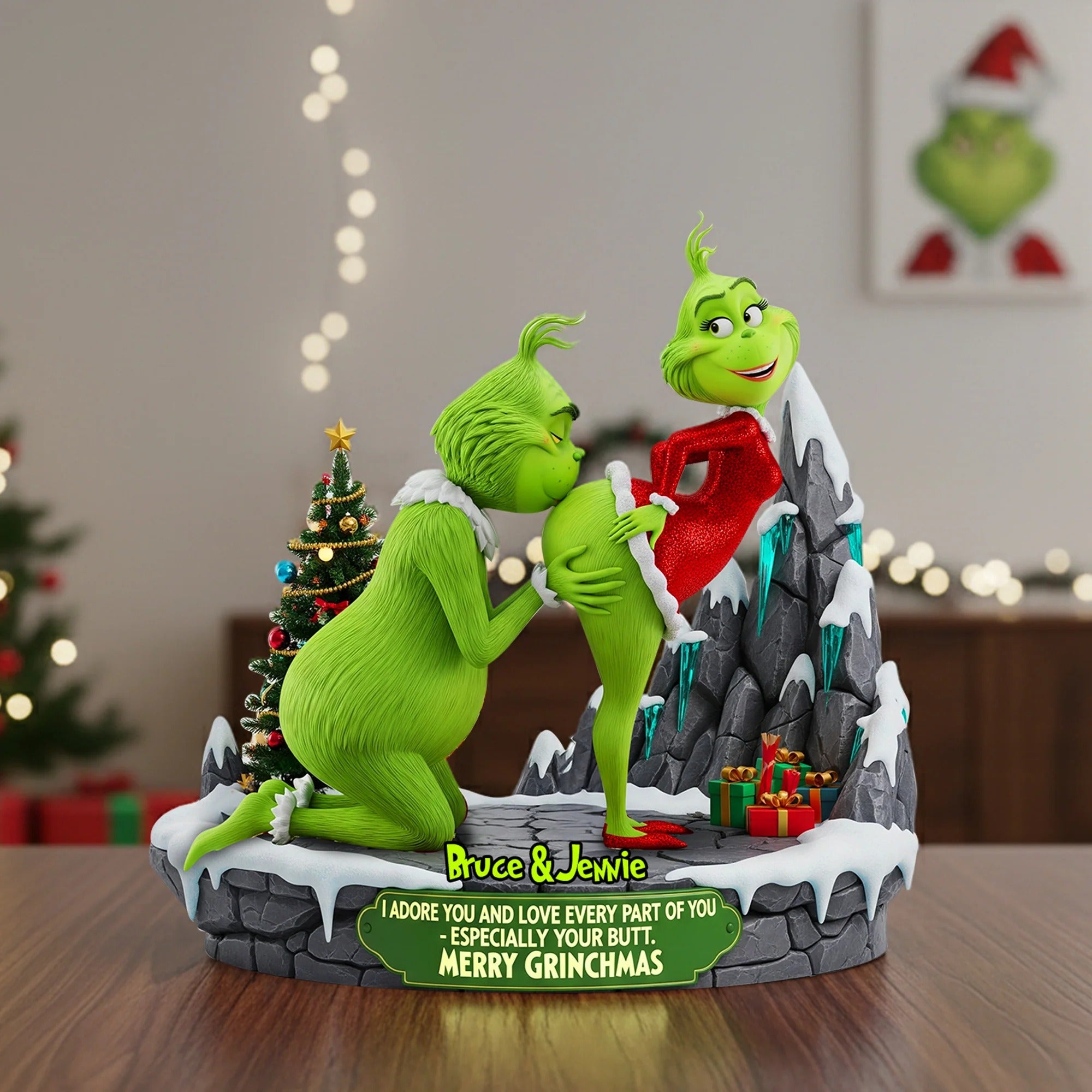 Personalized Couple Acrylic Plaque Funny Green Monsters Best Gifts For Couples - Image 3