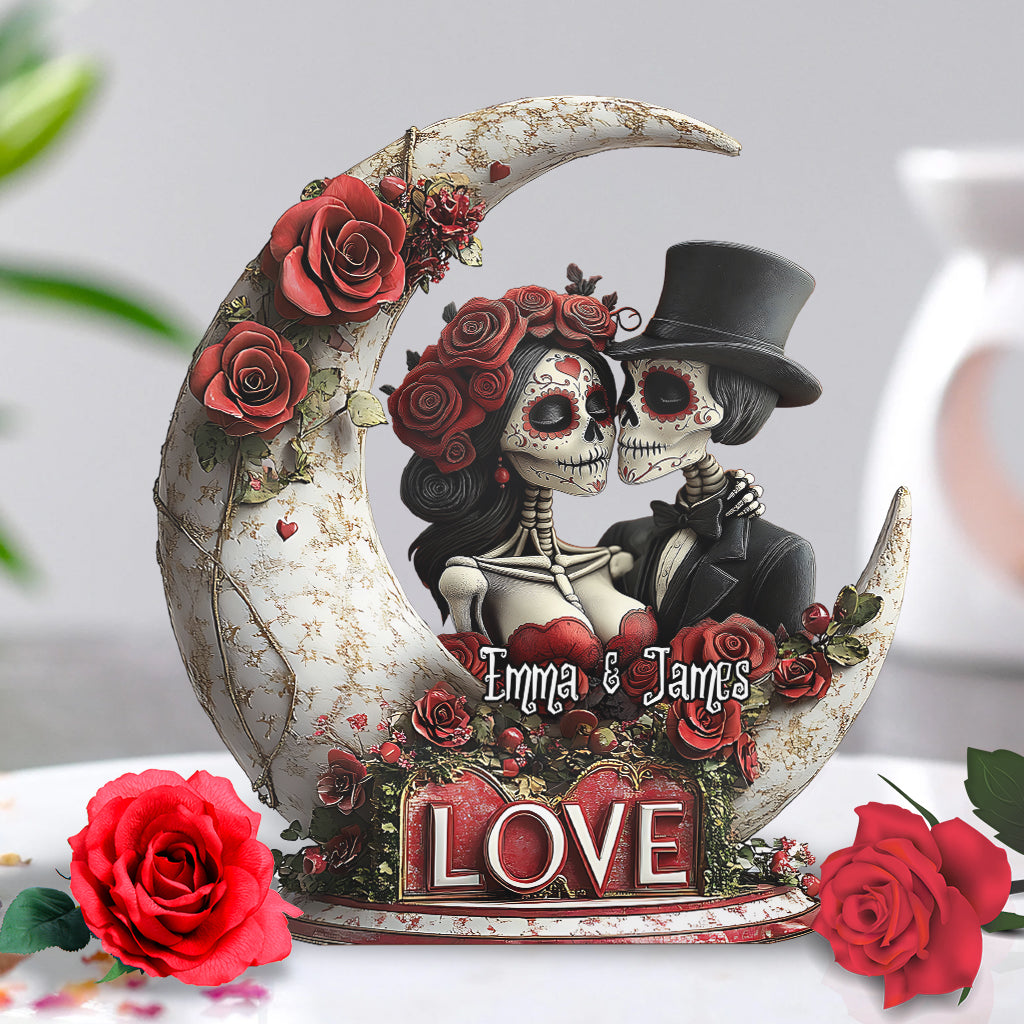 Personalized Couple Custom Shaped Acrylic Plaque Skull Of Love Good Engagement Gifts