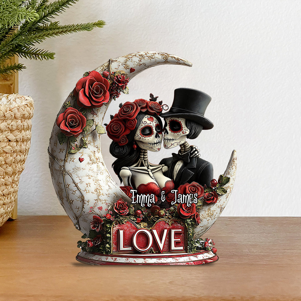 Personalized Couple Custom Shaped Acrylic Plaque Skull Of Love Good Engagement Gifts - Image 3
