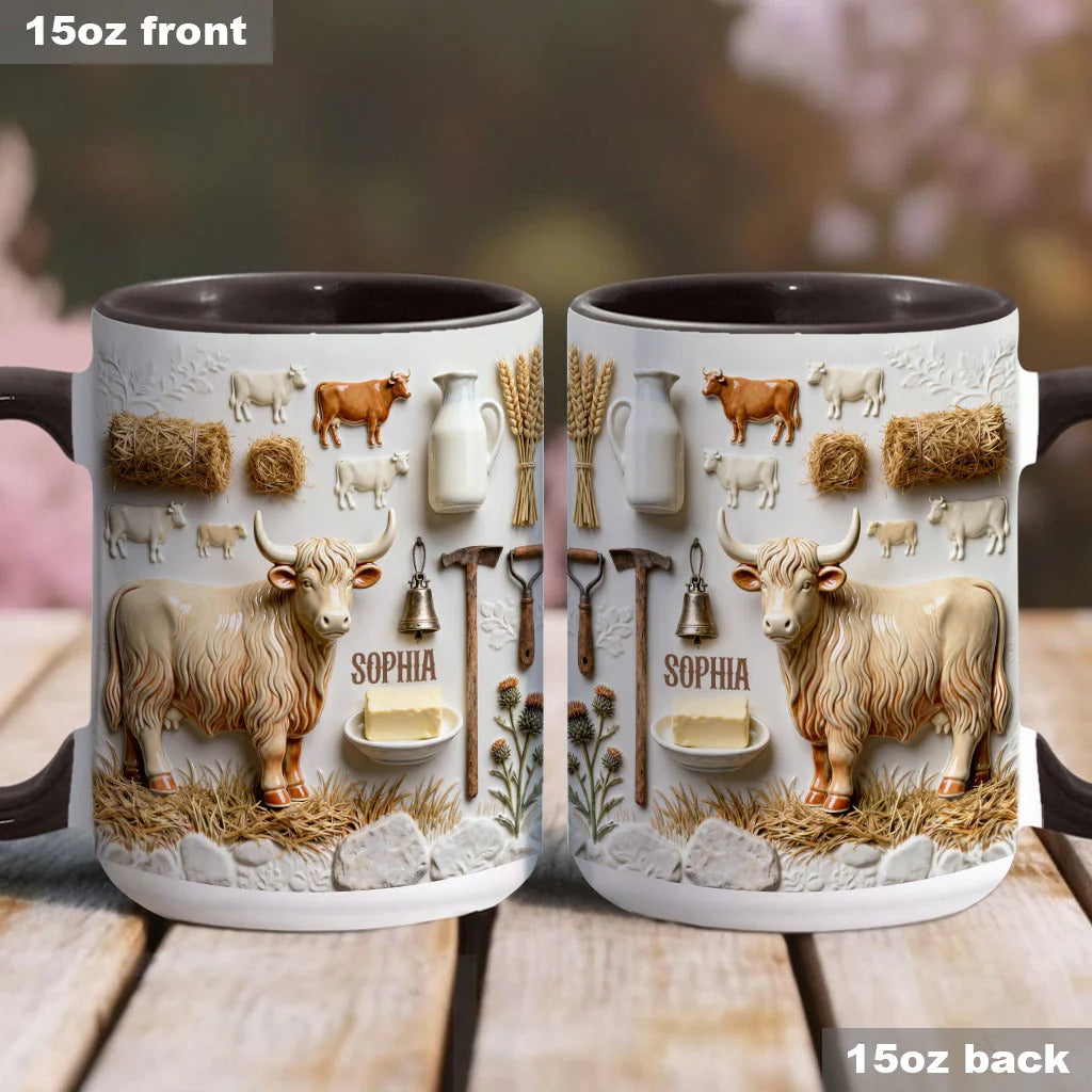 Personalized Cow Accent Mug Highland Cows Highland Cow Gift Ideas - Image 3