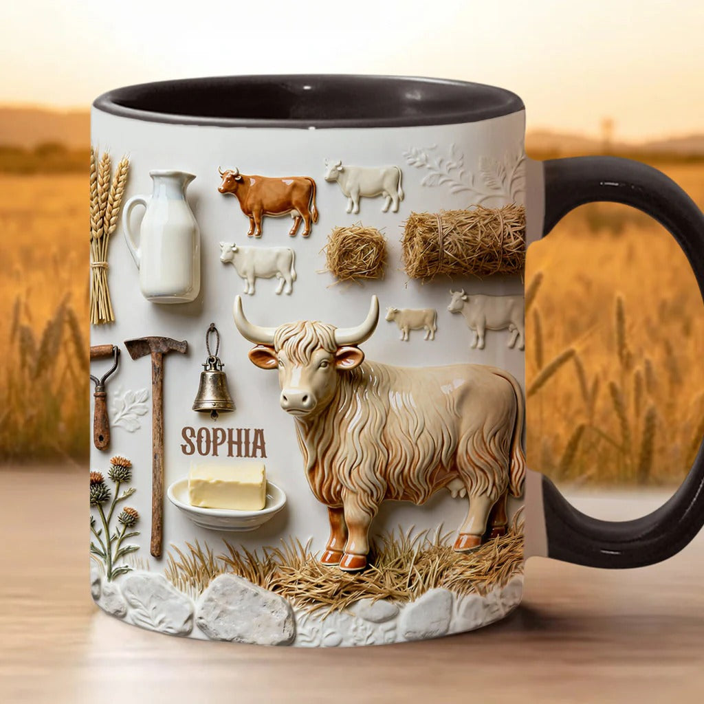 Personalized Cow Accent Mug Highland Cows Highland Cow Gift Ideas