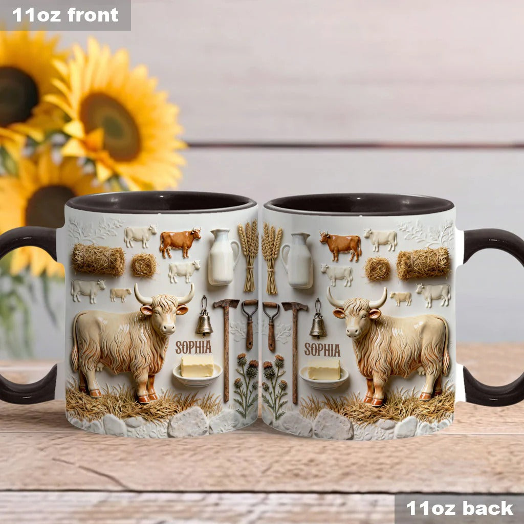 Personalized Cow Accent Mug Highland Cows Highland Cow Gift Ideas - Image 4