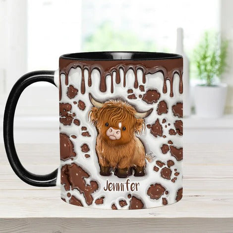 Personalized Cow Accent Mug Just A Girl Who Loves Highland Cow Highland Cow Merchandise