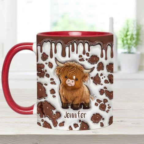 Personalized Cow Accent Mug Just A Girl Who Loves Highland Cow Highland Cow Merchandise - Image 2